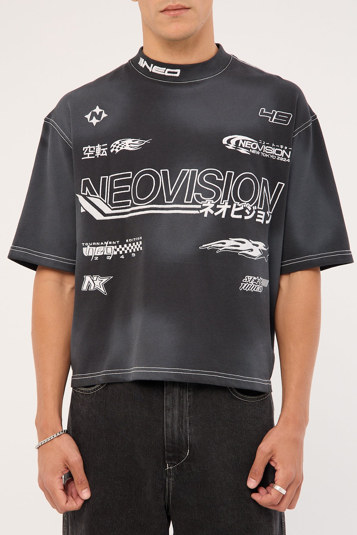 Neovision Surge Oversized Cropped Super Heavy Tee Sunfade Acid Grey - Image 9