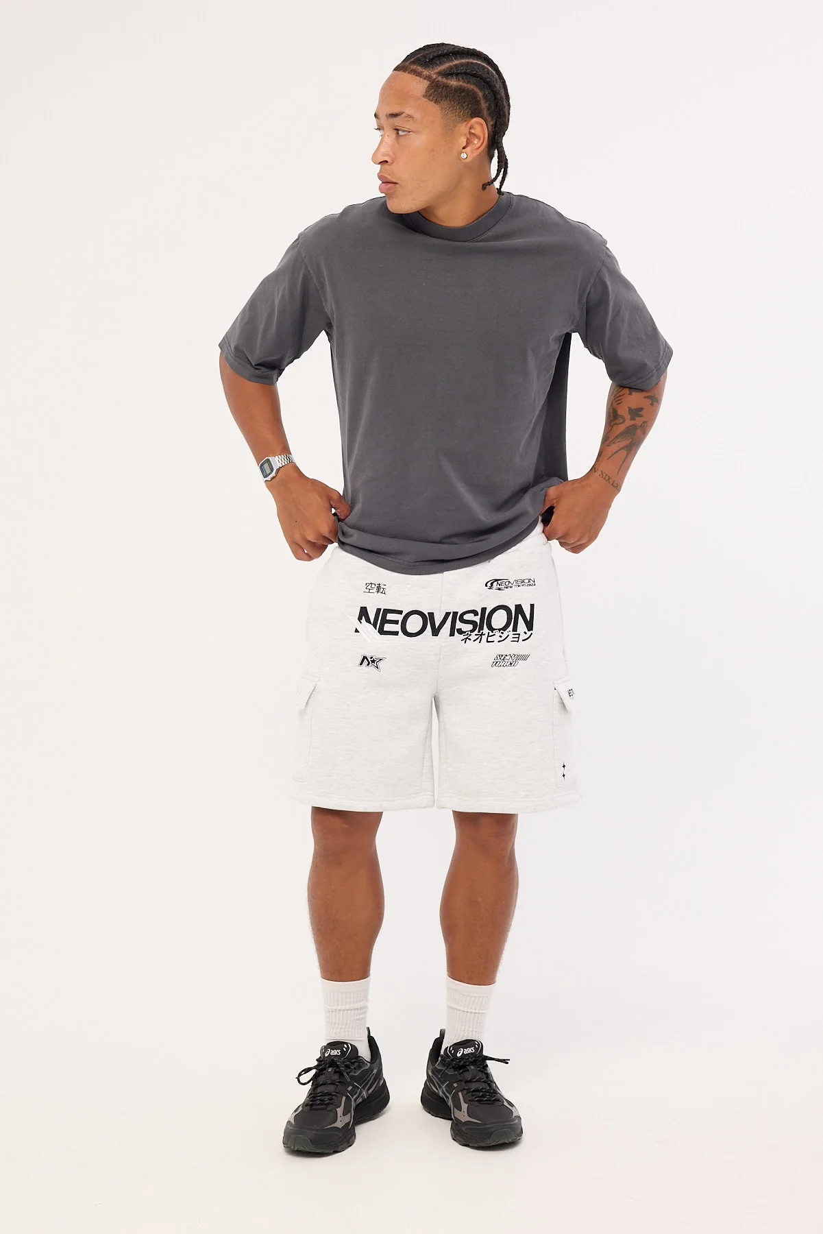 Neovision Surge Relaxed Cargo Sweat Short Snow Marle
