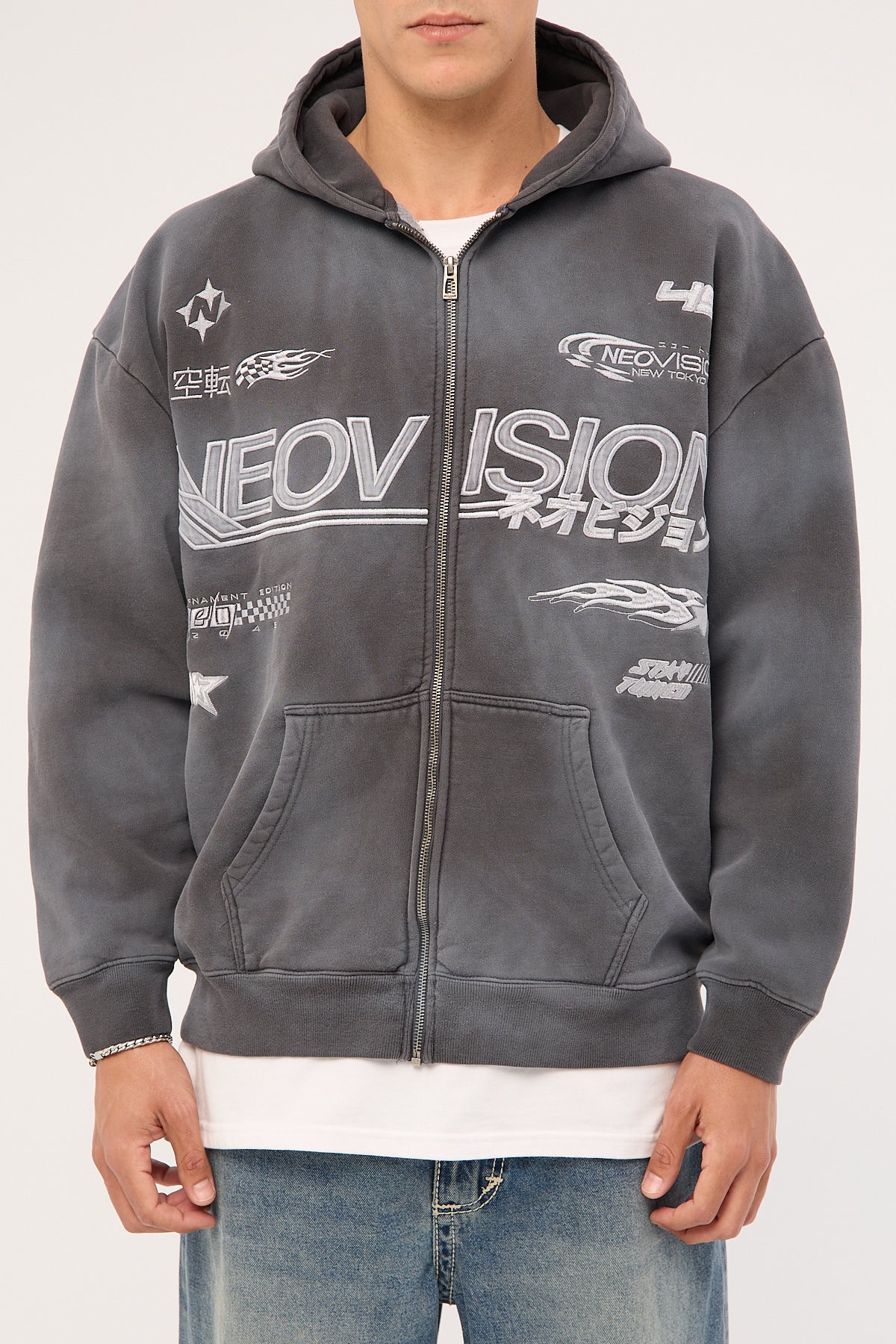 Neovision Surge Zip Through Street Hoodie Sunfade Black - Image 12