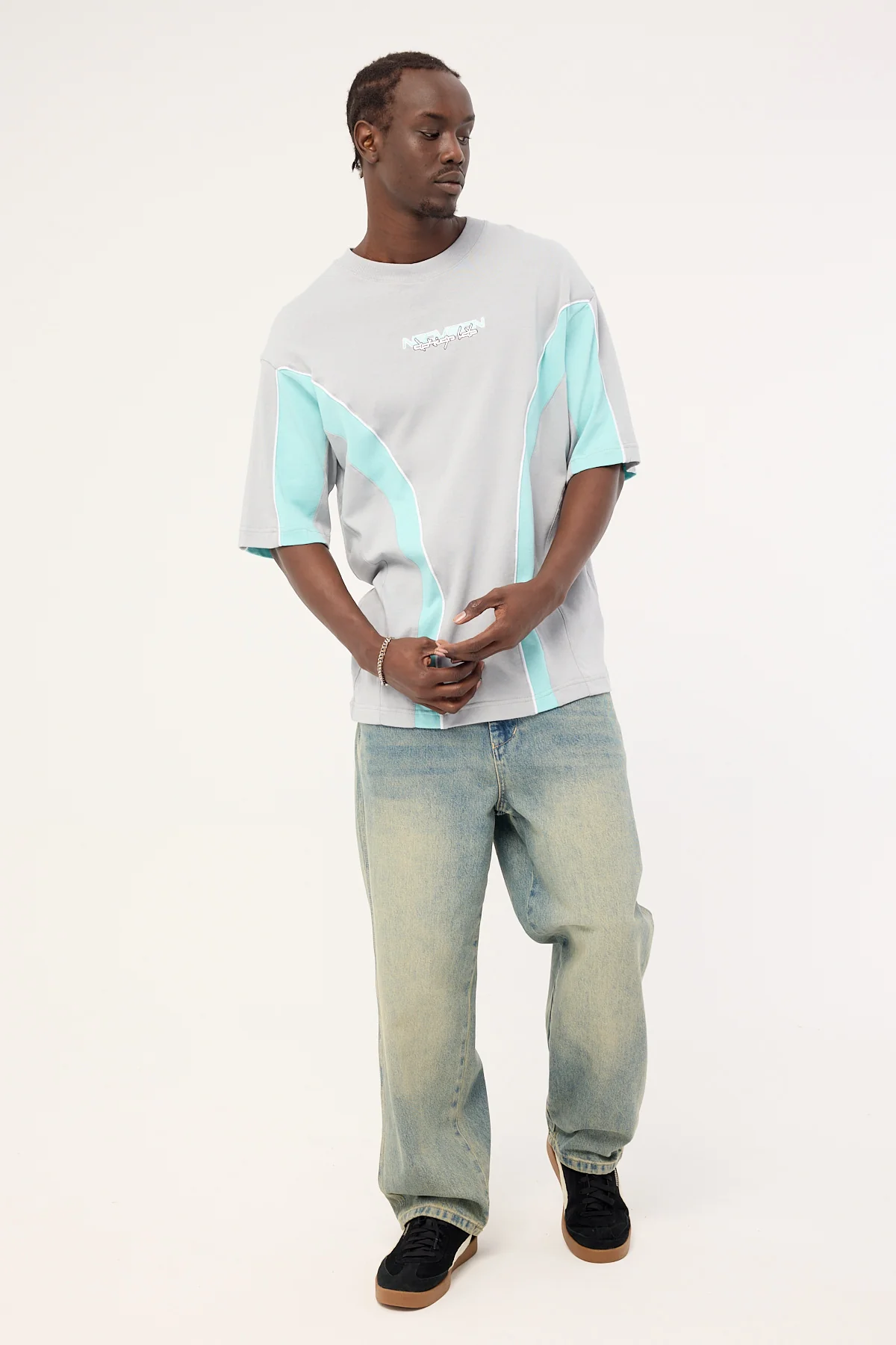 Neovision Synchronize Oversize Super Heavy Tee Ice Grey/Aqua - Image 2