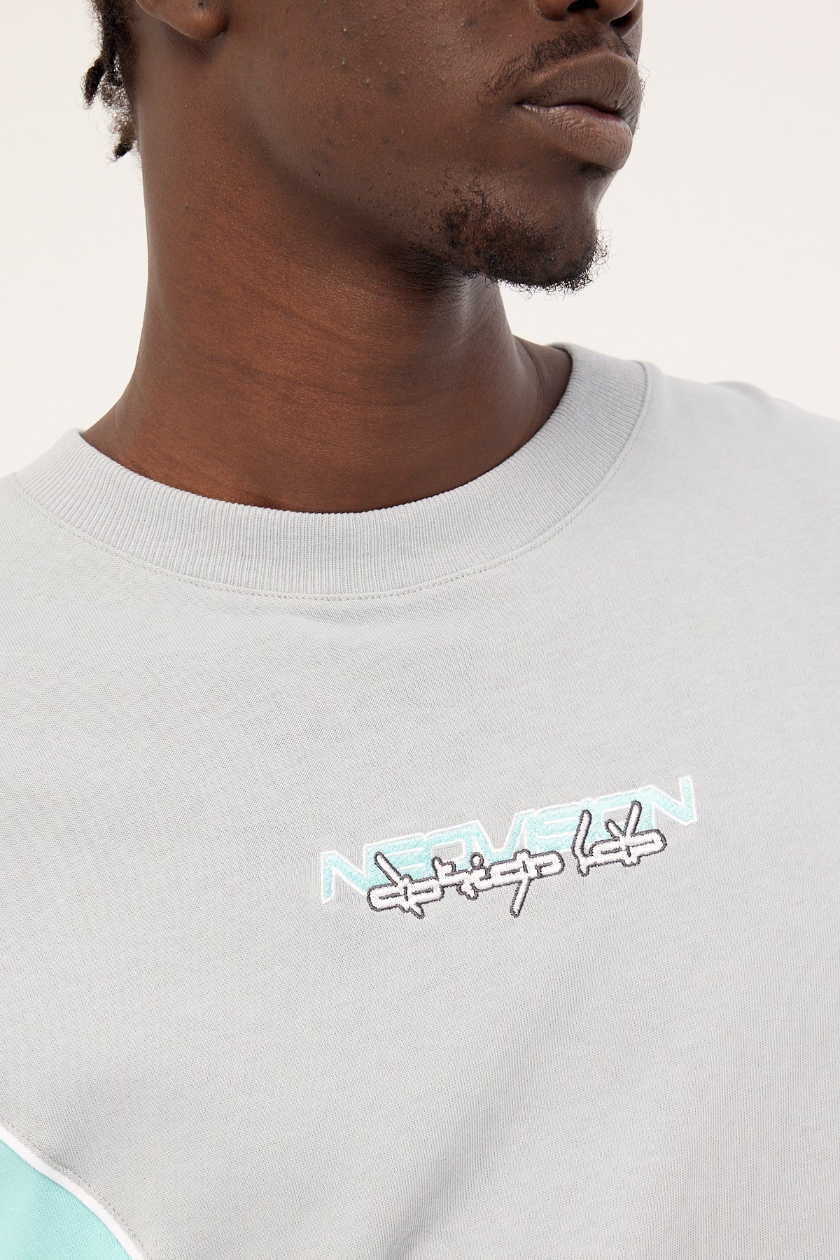 Neovision Synchronize Oversize Super Heavy Tee Ice Grey/Aqua - Image 5