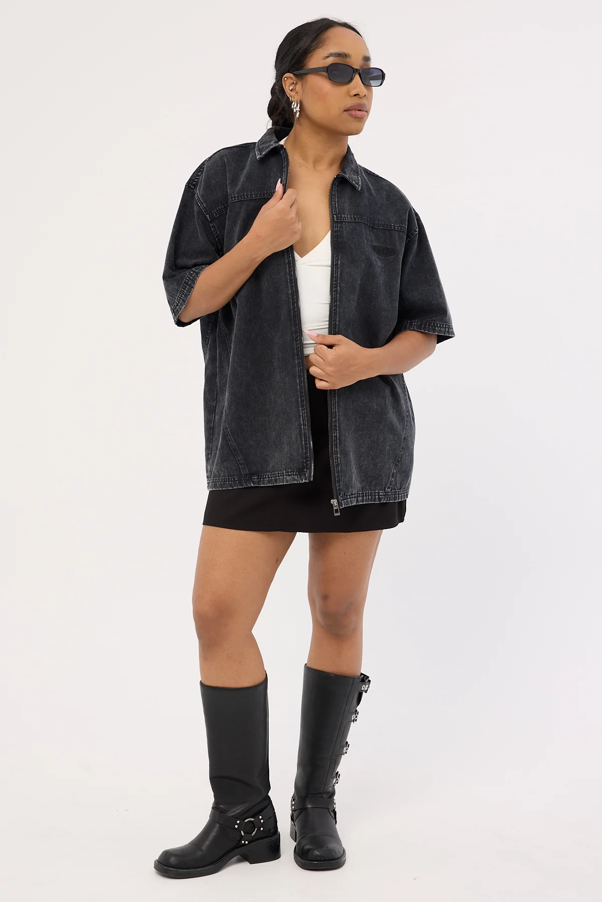 Neovision Systematic Zip Through Shirt Acid Wash Black - Image 8