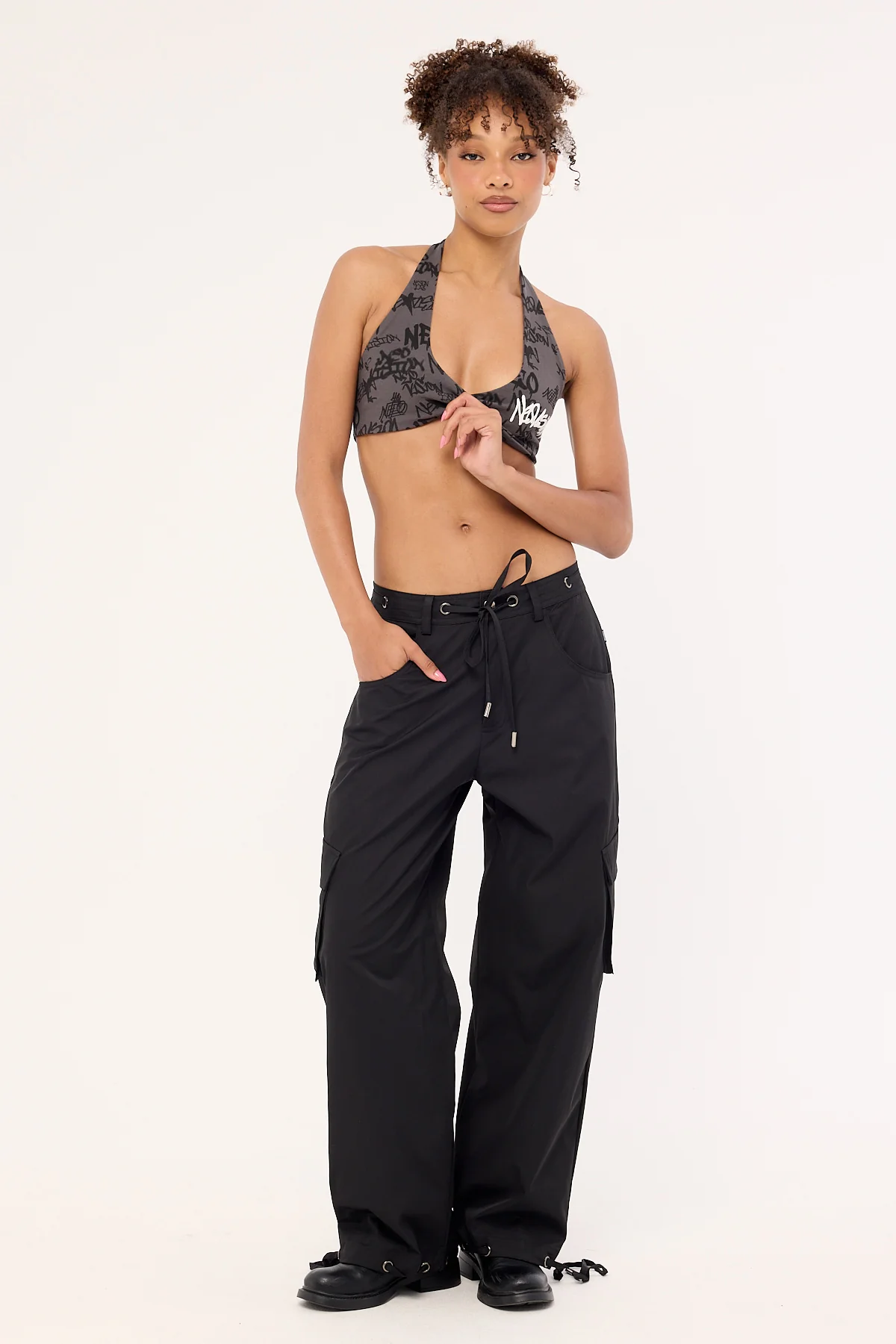 Neovision Tagger Halter Bralette Washed Black - Image 2