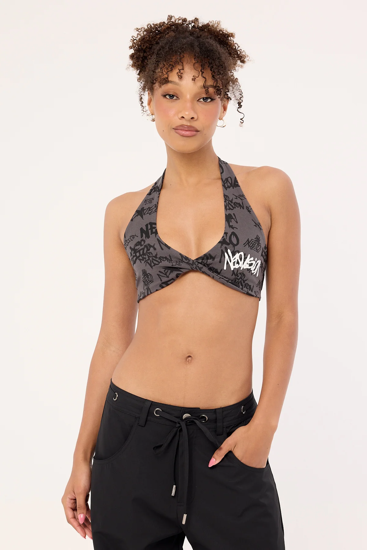 Neovision Tagger Halter Bralette Washed Black - Image 3