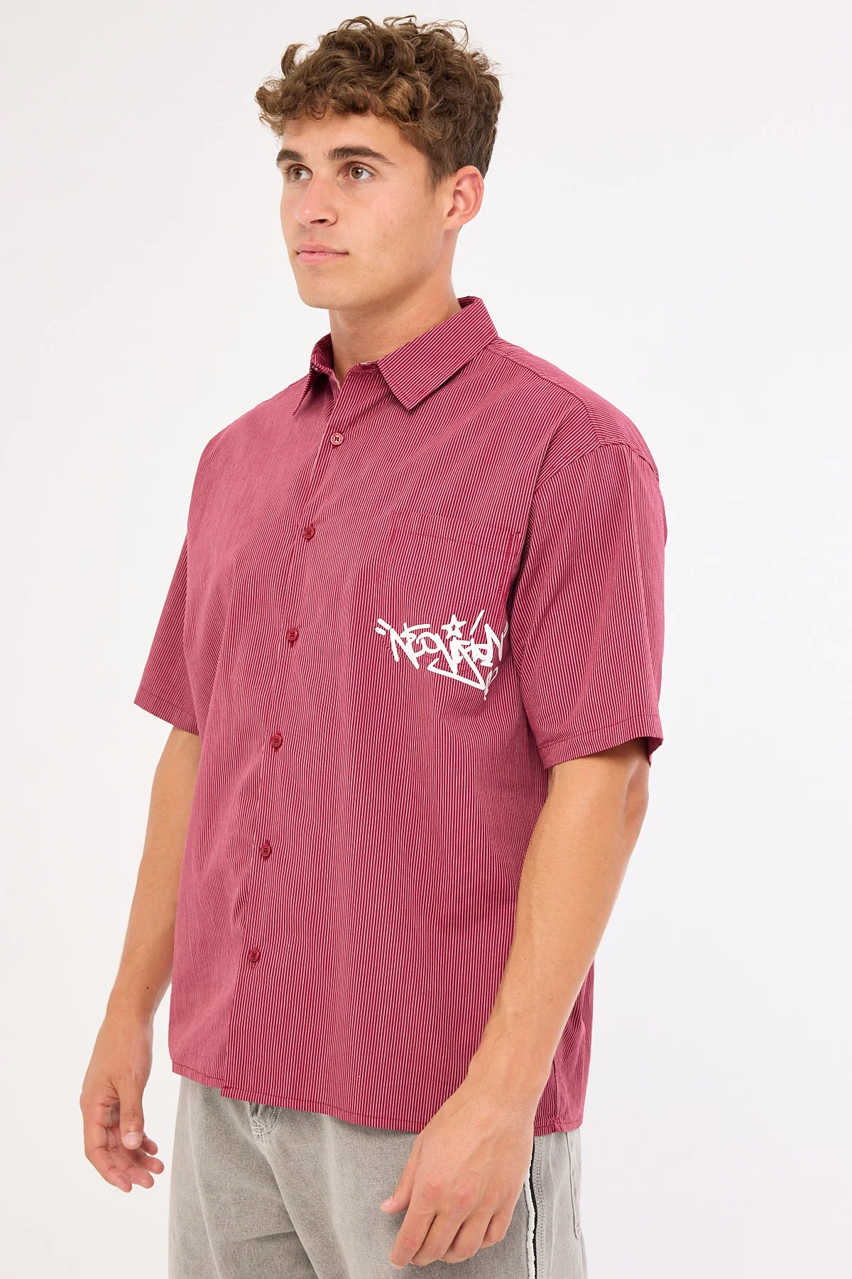 Neovision Tagger Oversize Shirt Burgundy/White Stripe - Image 5