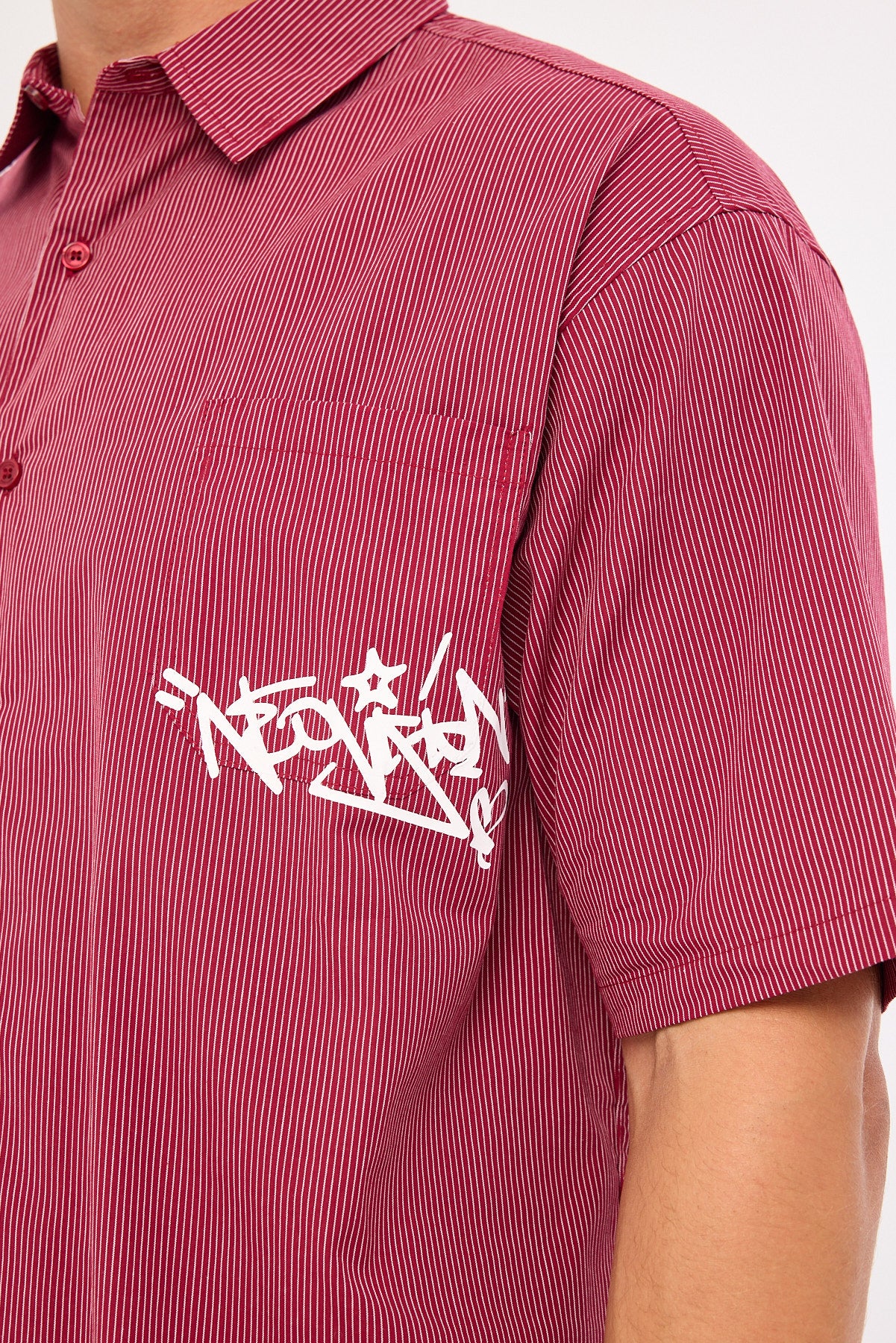 Neovision Tagger Oversize Shirt Burgundy/White Stripe - Image 8