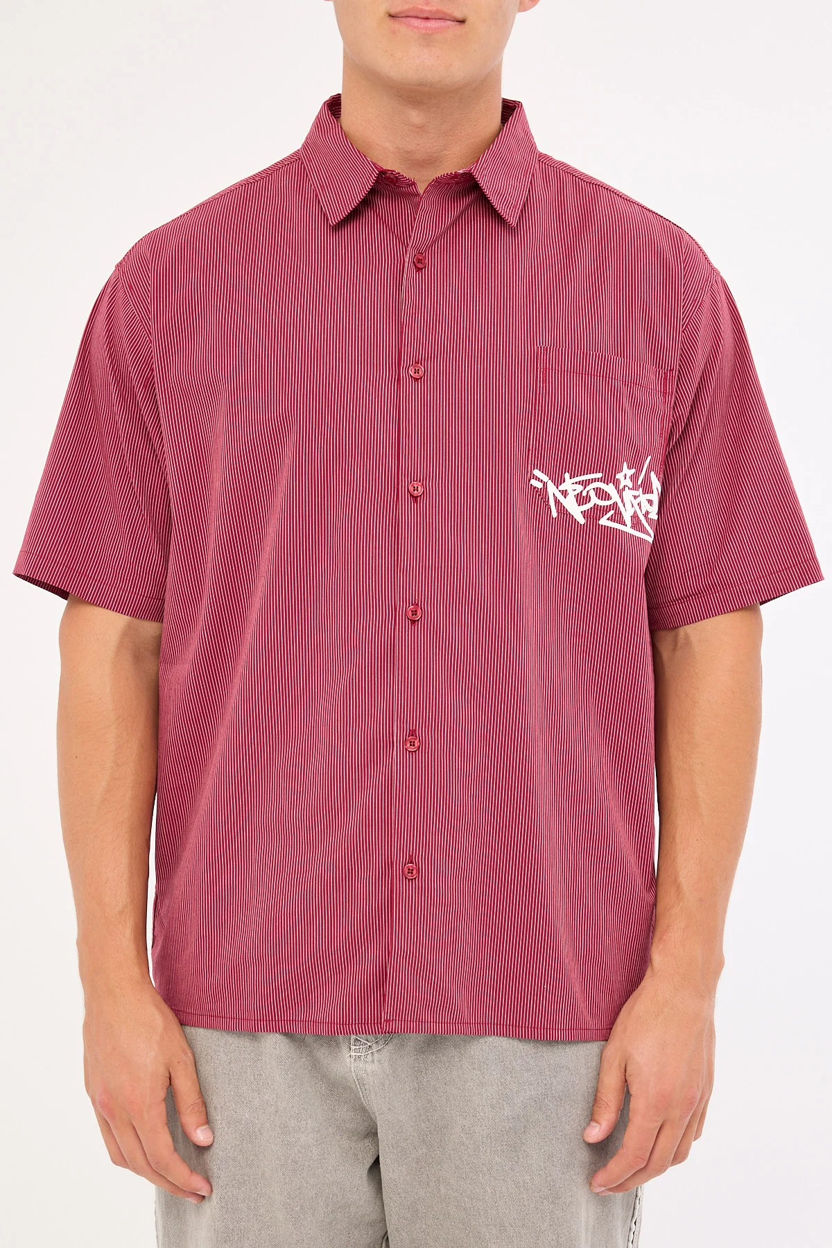 Neovision Tagger Oversize Shirt Burgundy/White Stripe - Image 9