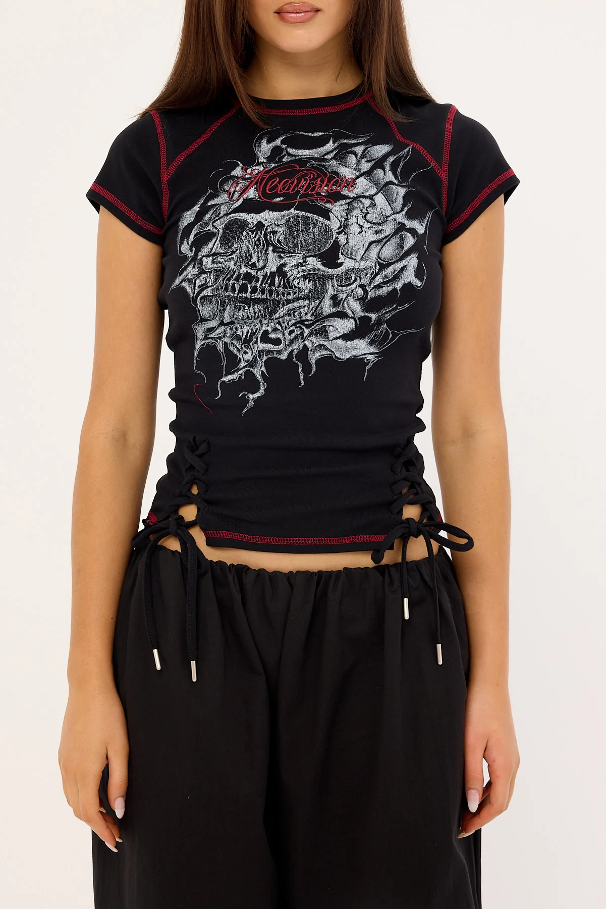 Neovision Tombed Lace Front Baby Tee Black - Image 6