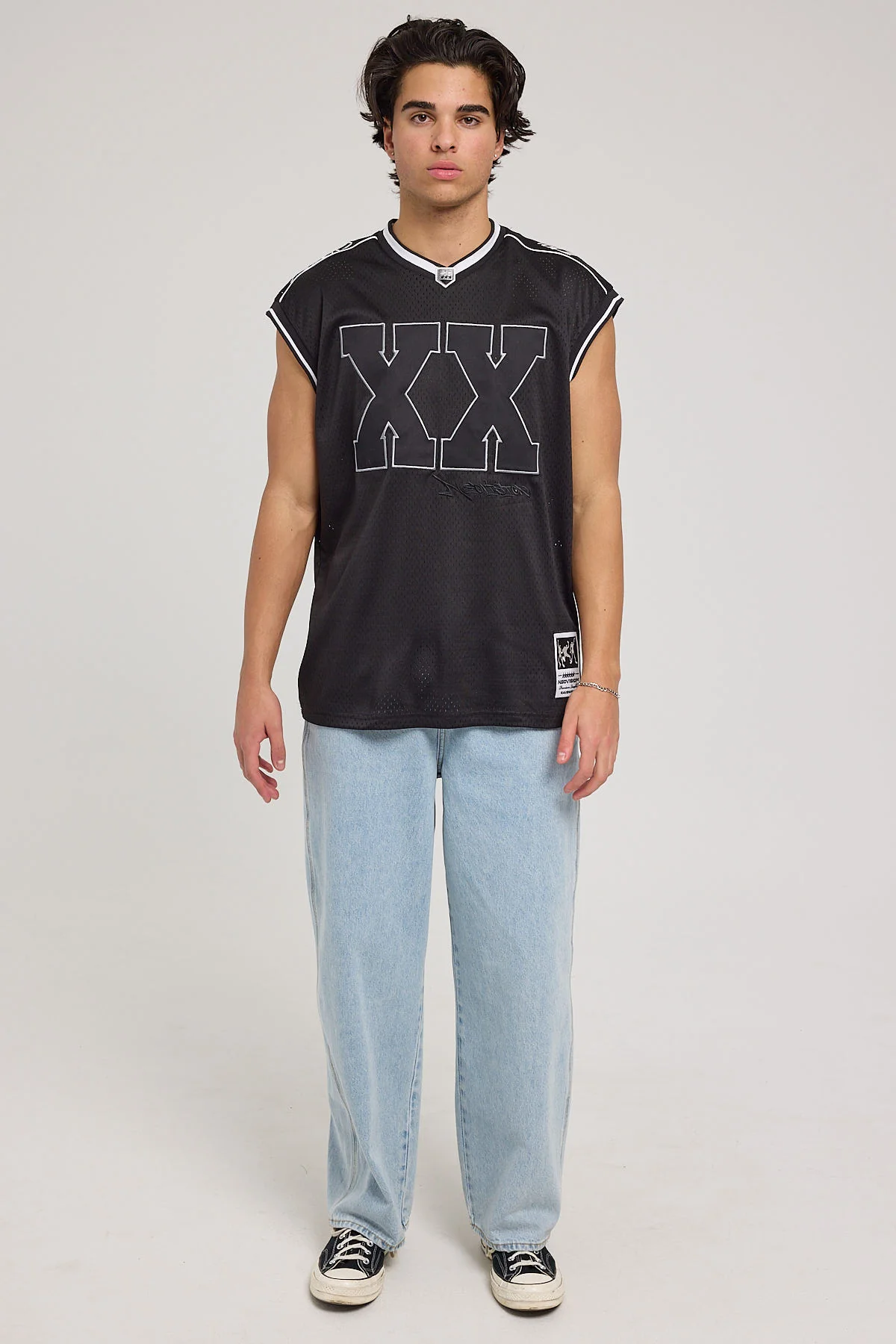 Neovision Touchdown V Neck Jersey Singlet Black - Image 4