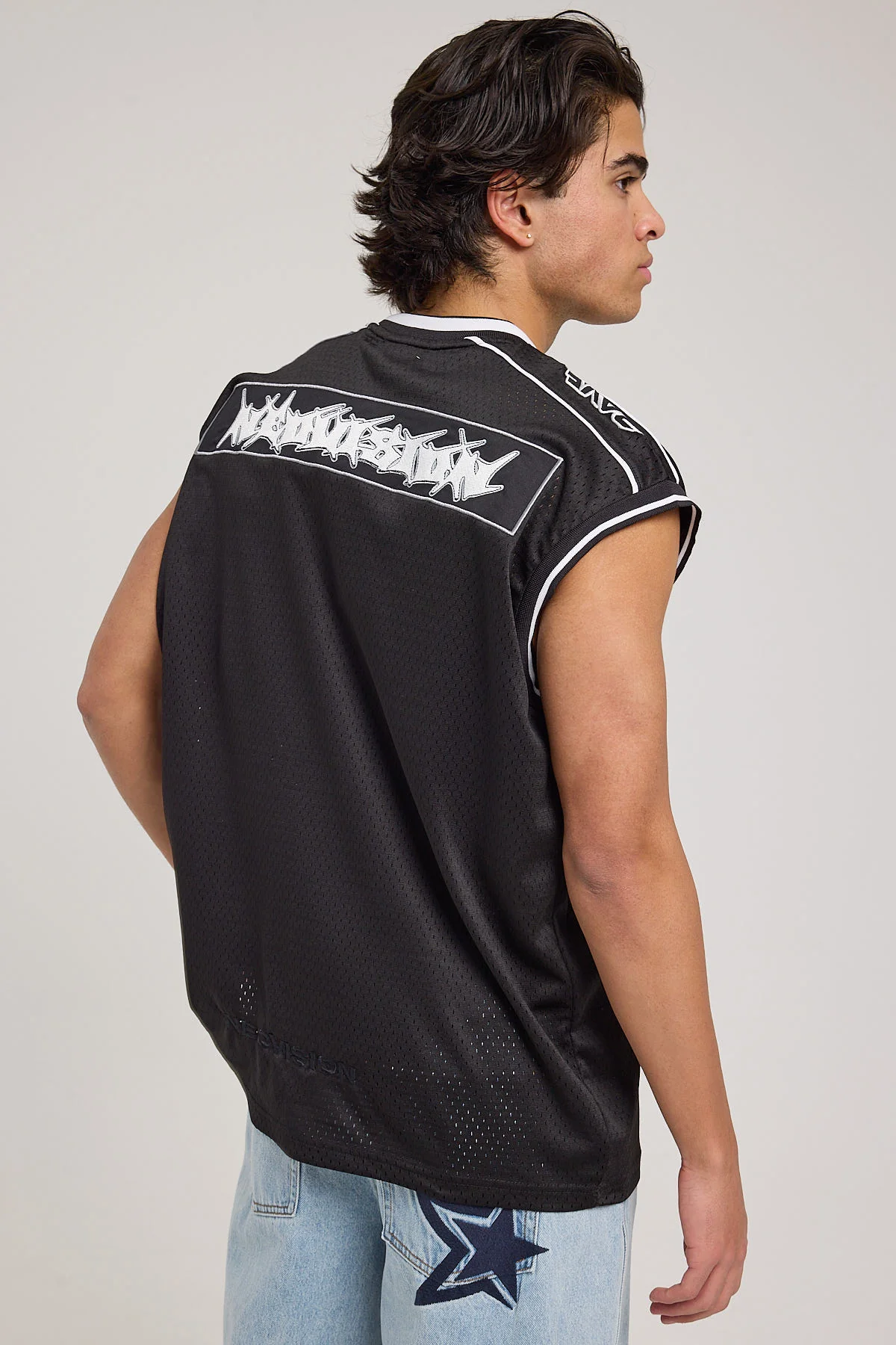 Neovision Touchdown V Neck Jersey Singlet Black - Image 6
