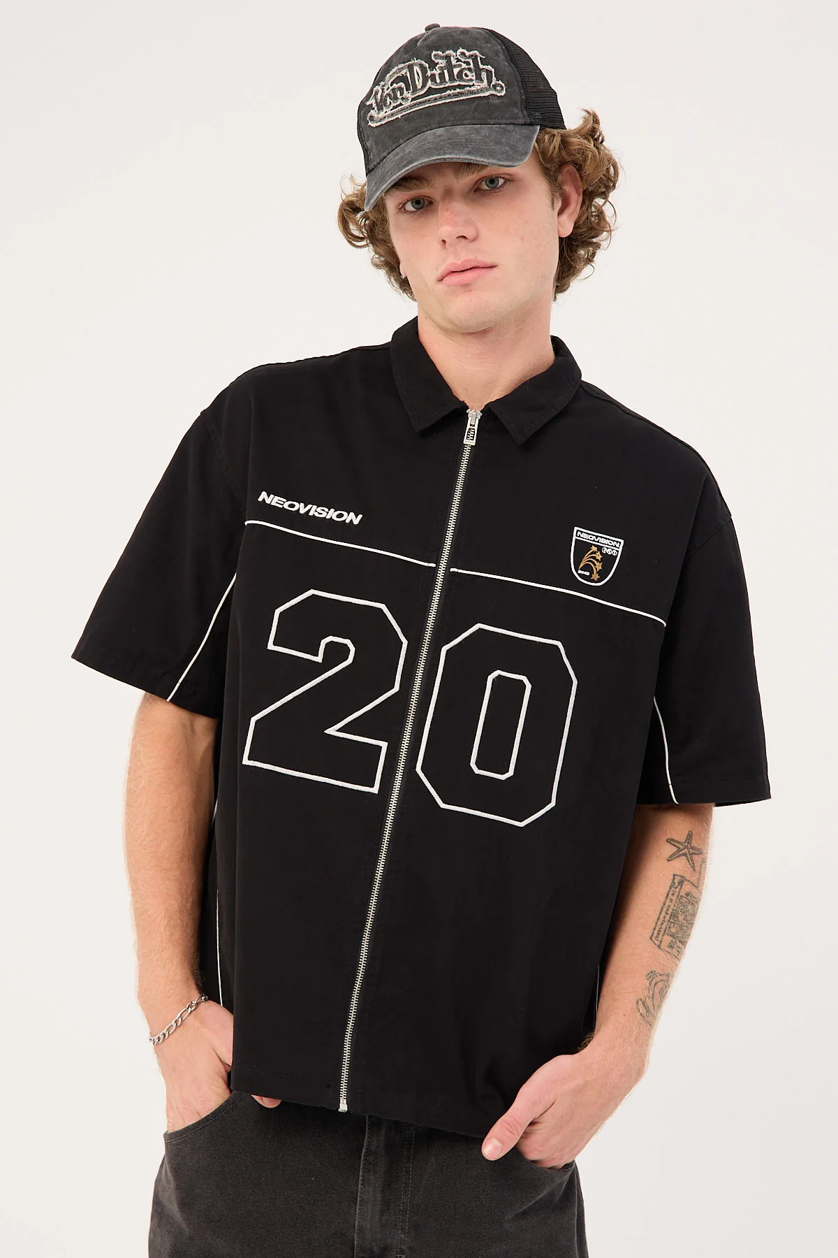Neovision Track Day Oversize Zip Through Shirt Black