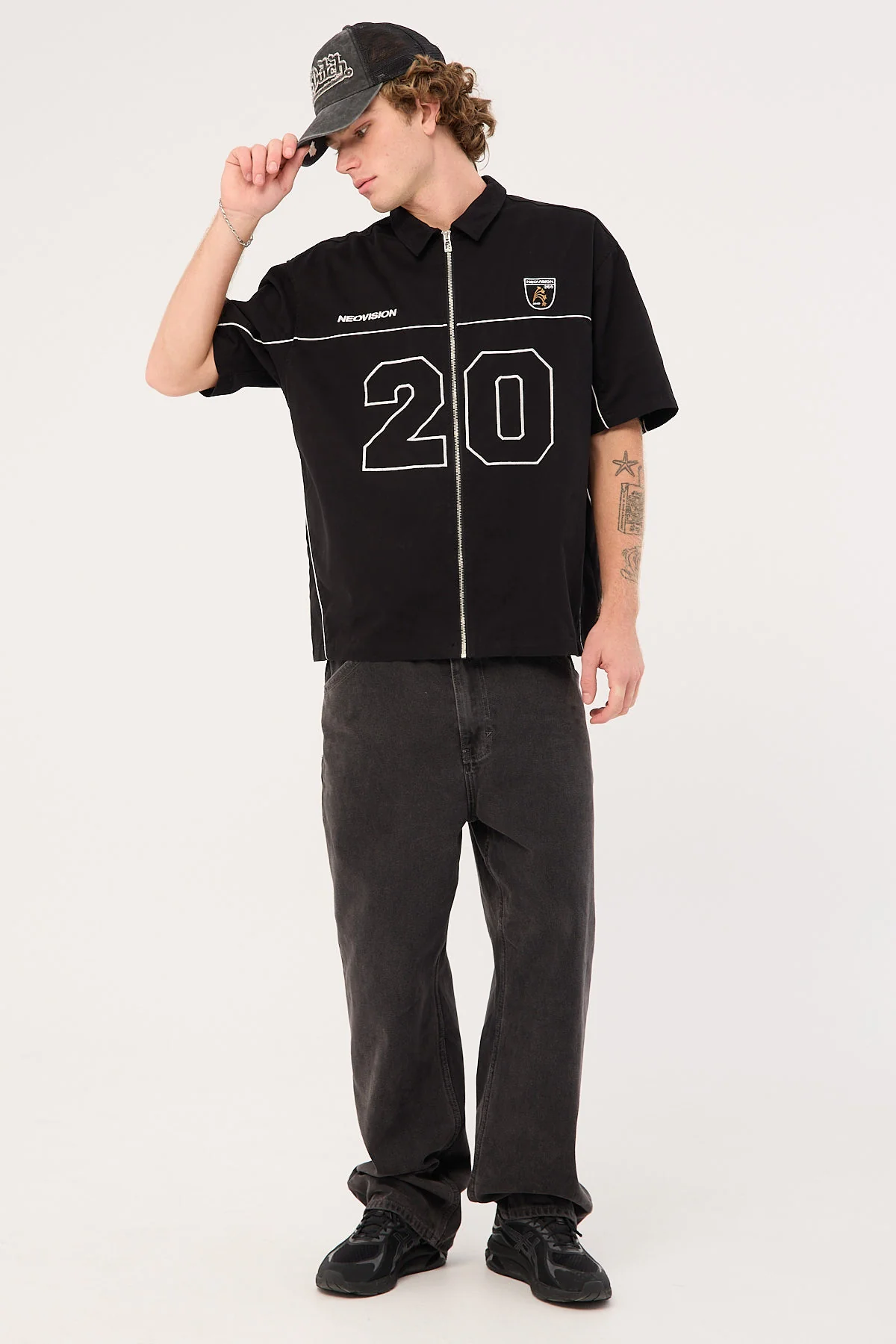 Neovision Track Day Oversize Zip Through Shirt Black - Image 2