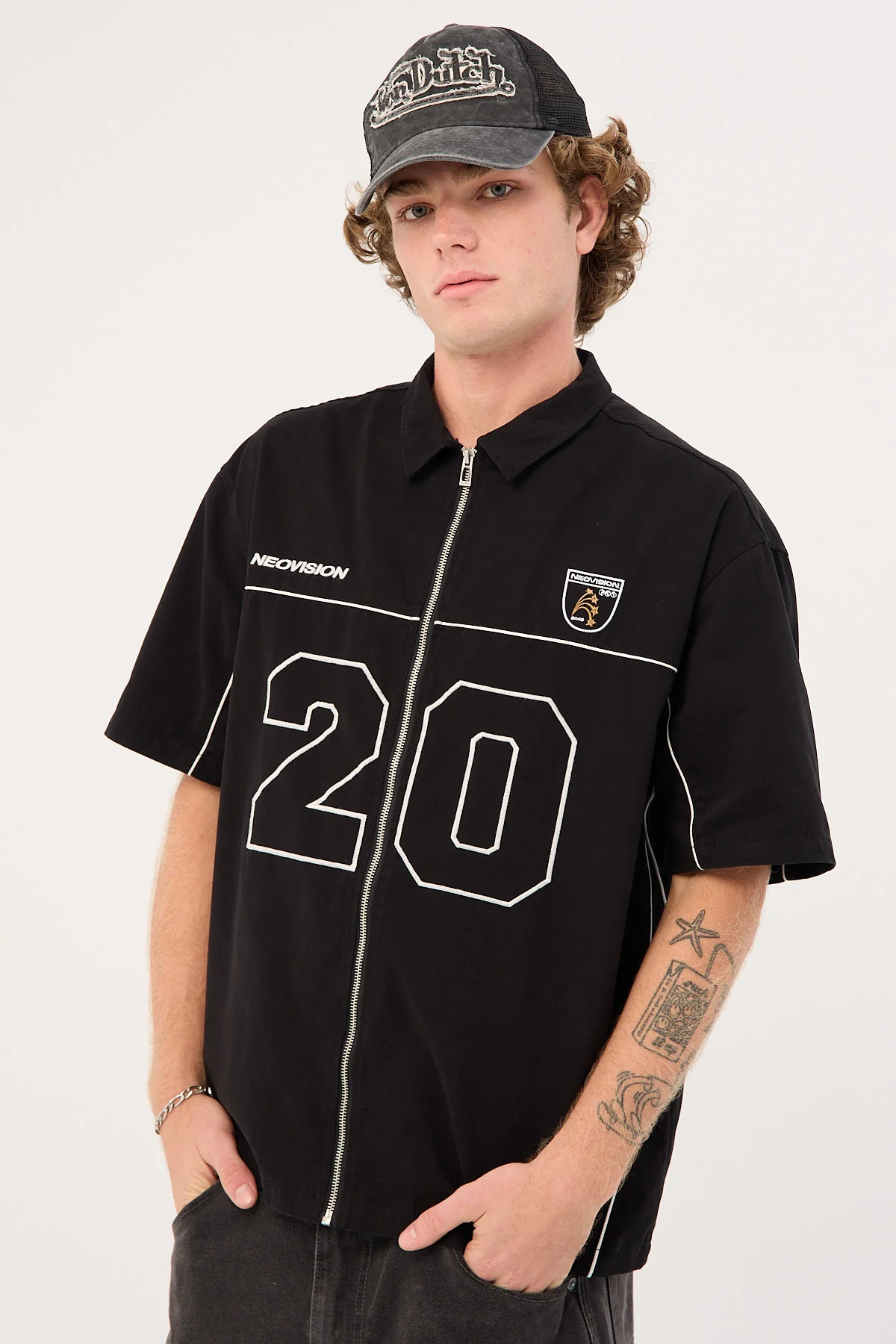 Neovision Track Day Oversize Zip Through Shirt Black - Image 3