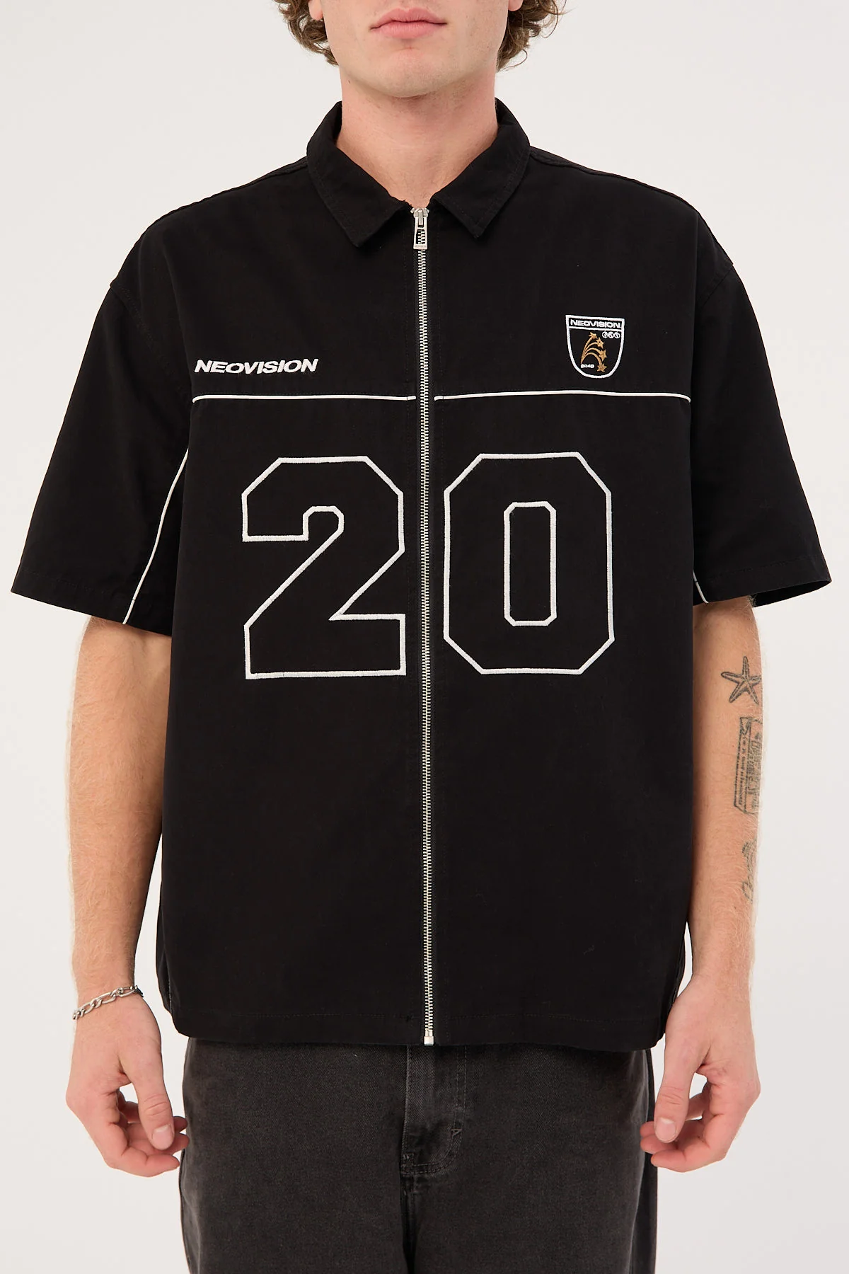 Neovision Track Day Oversize Zip Through Shirt Black - Image 7