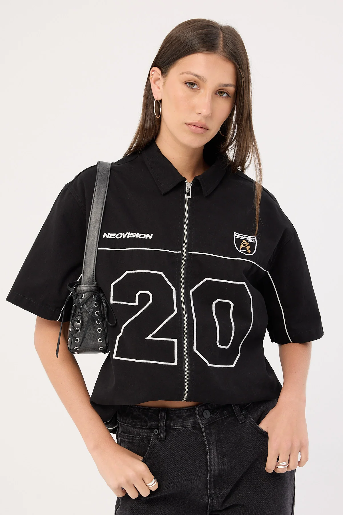 Neovision Track Day Oversize Zip Through Shirt Black - Image 9