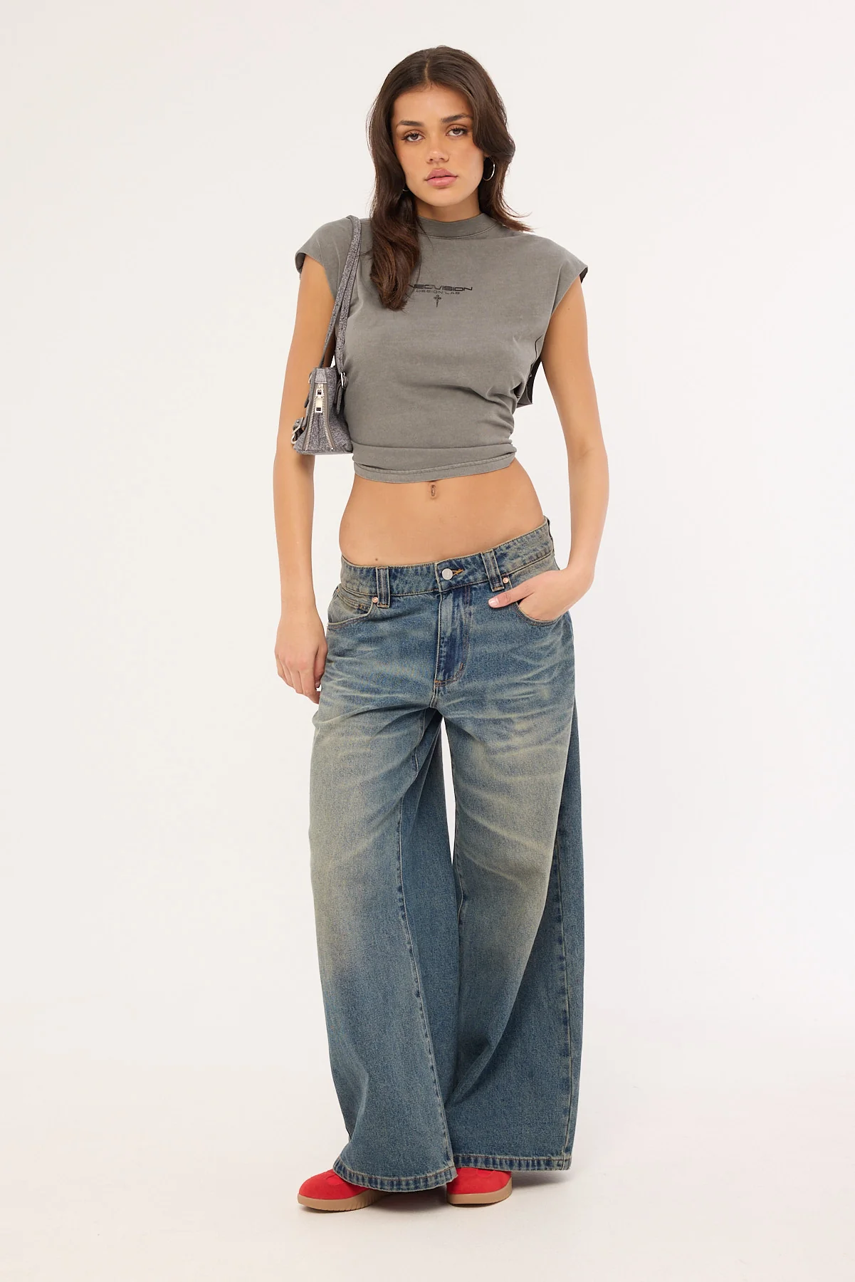 Neovision Tribal Cropped Muscle Tank Acid Grey - Image 2