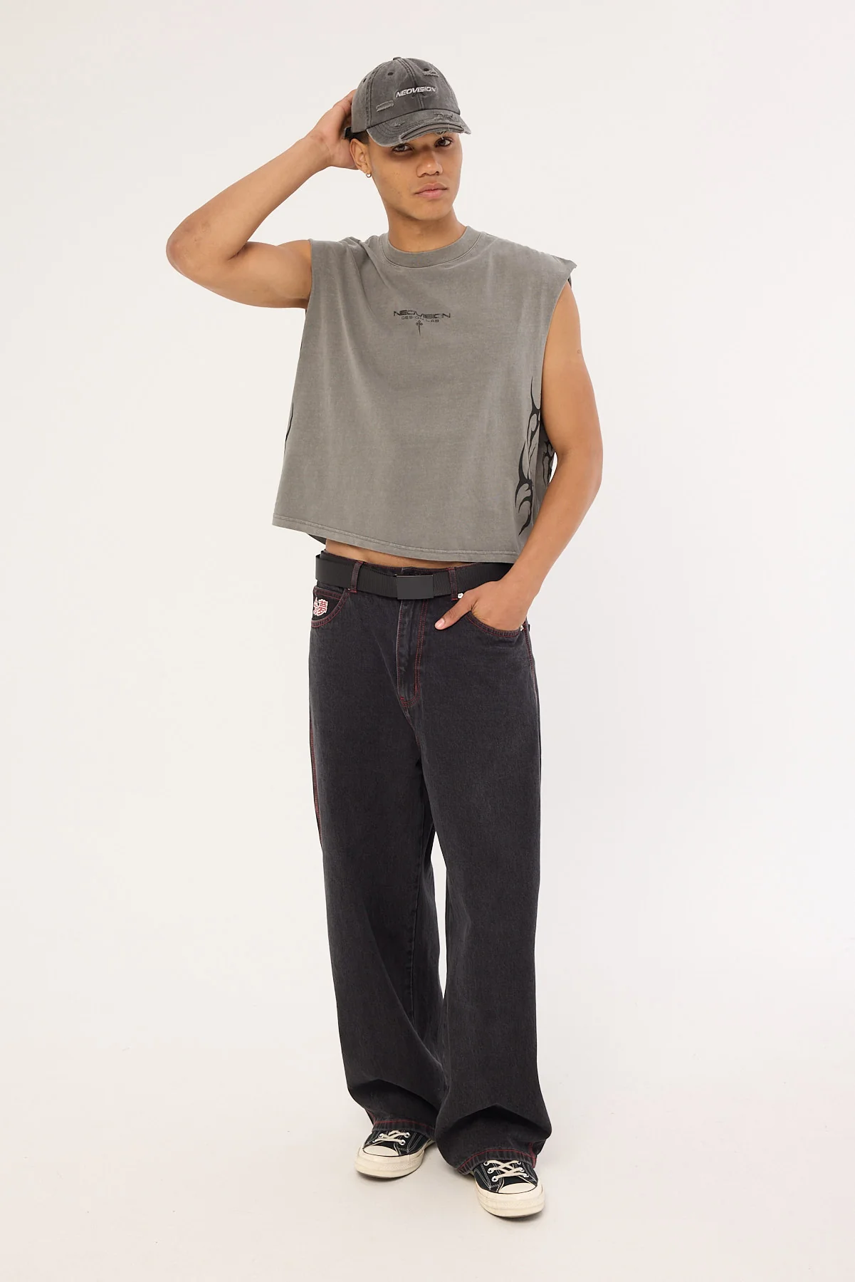Neovision Tribal Cropped Muscle Tank Acid Grey - Image 3