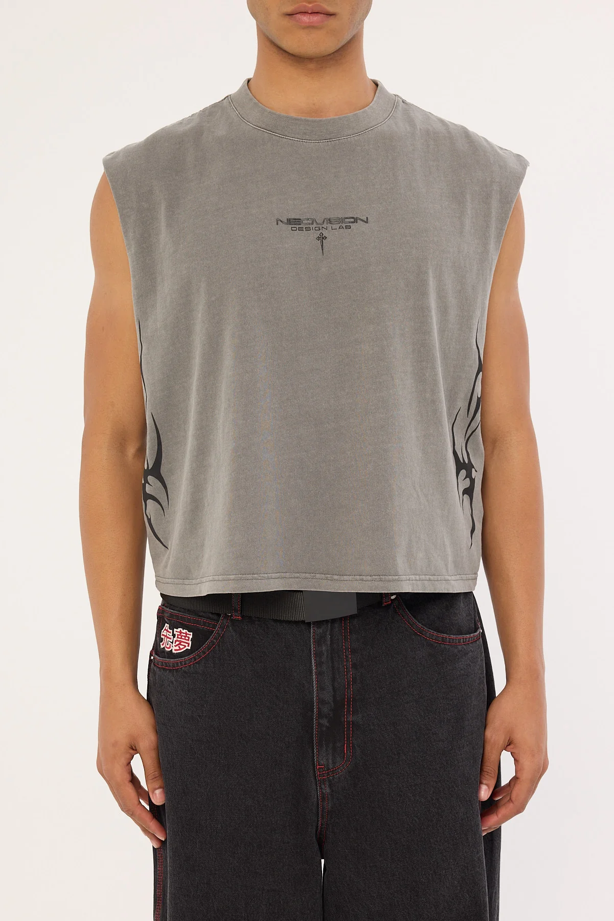 Neovision Tribal Cropped Muscle Tank Acid Grey - Image 8