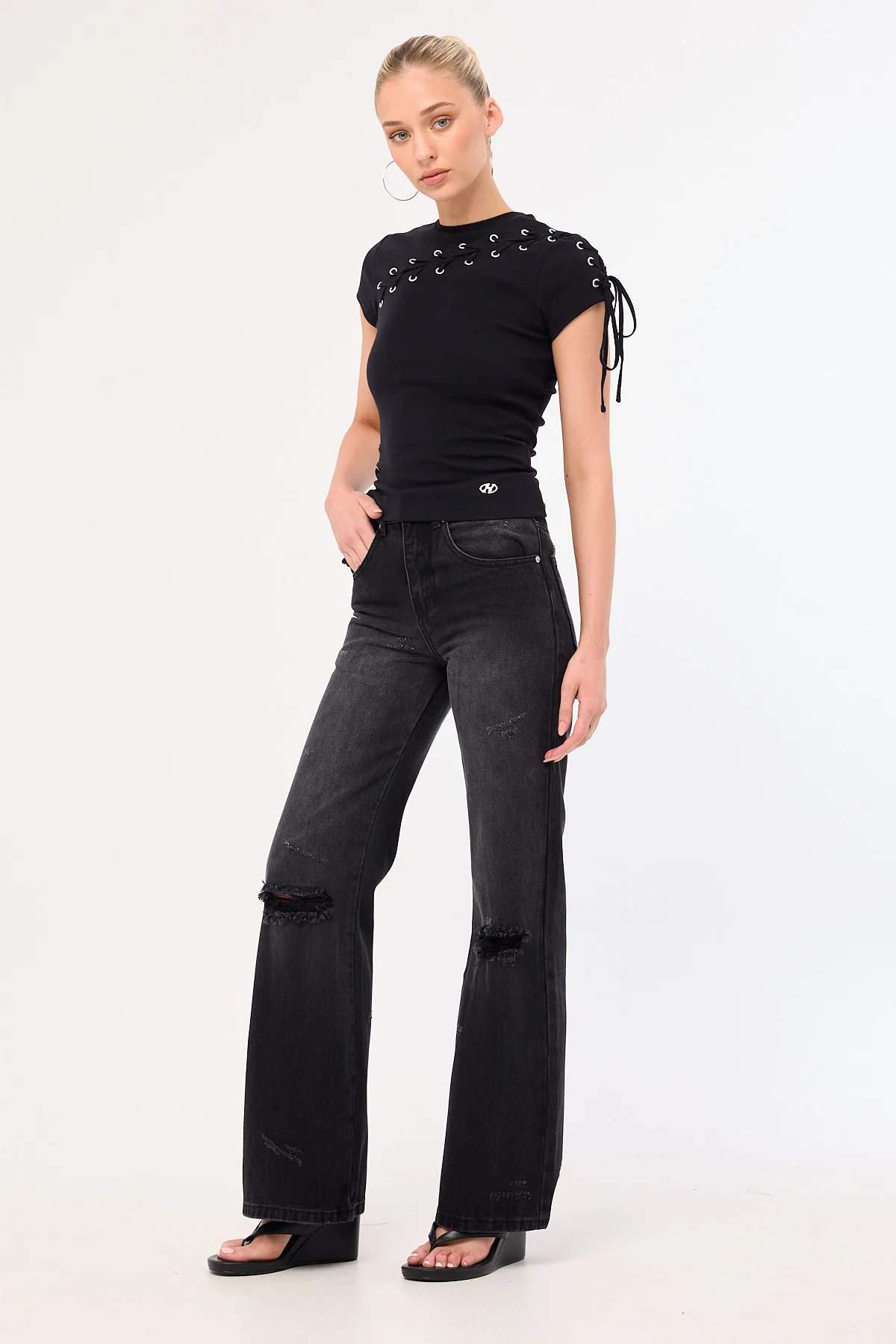 Neovision Tusk Harley Flared Jean Dirty Washed Black - Image 3