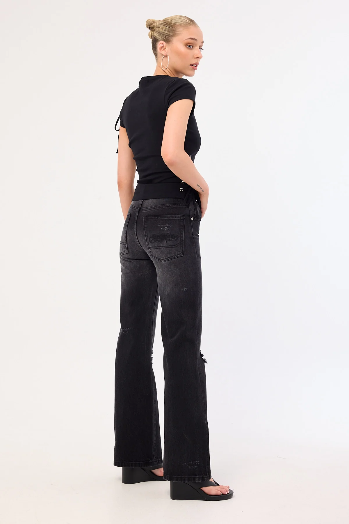 Neovision Tusk Harley Flared Jean Dirty Washed Black - Image 5