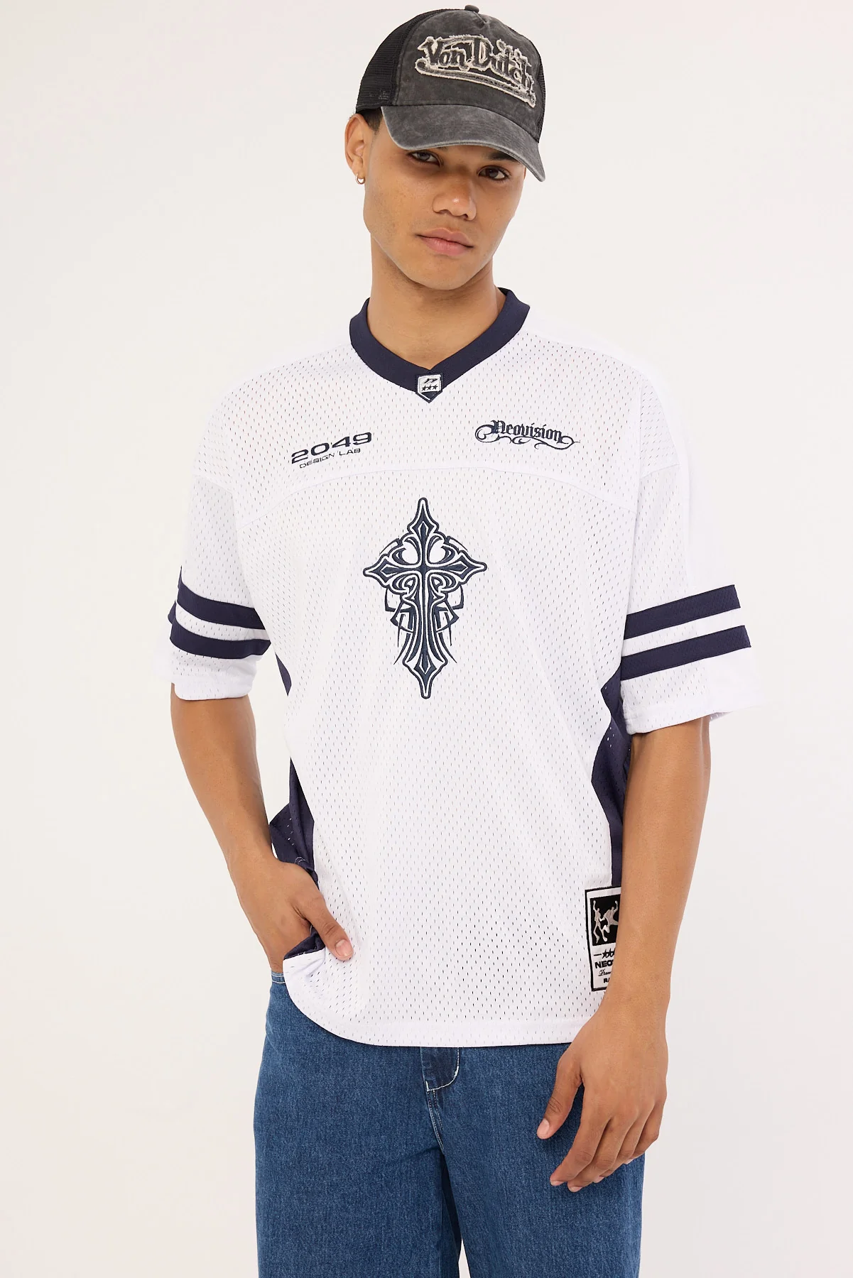 Neovision Tusk V Neck Jersey White/Navy - Image 2