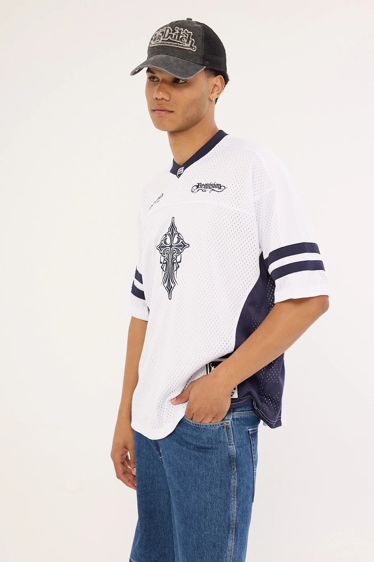 Neovision Tusk V Neck Jersey White/Navy - Image 6