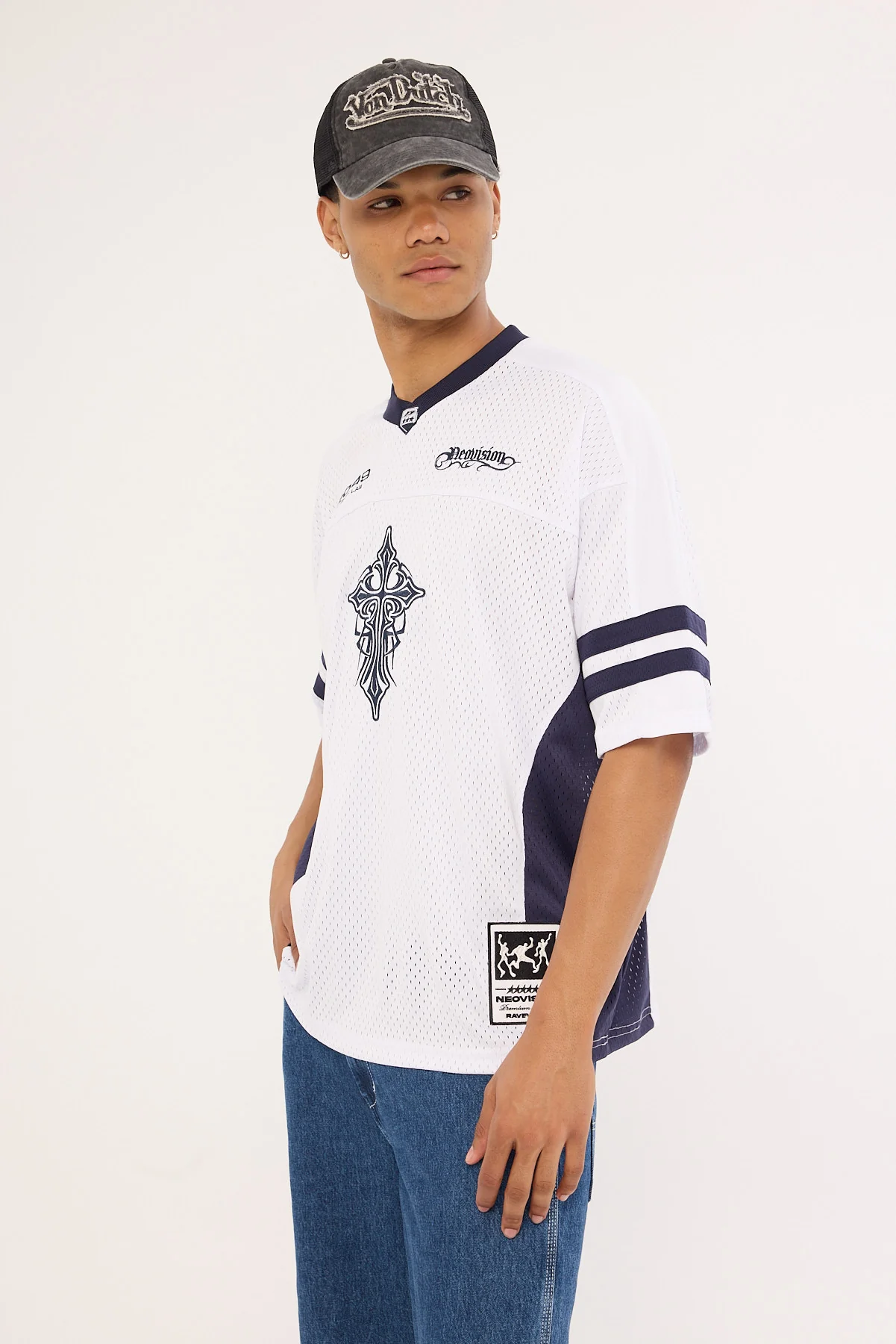 Neovision Tusk V Neck Jersey White/Navy - Image 7