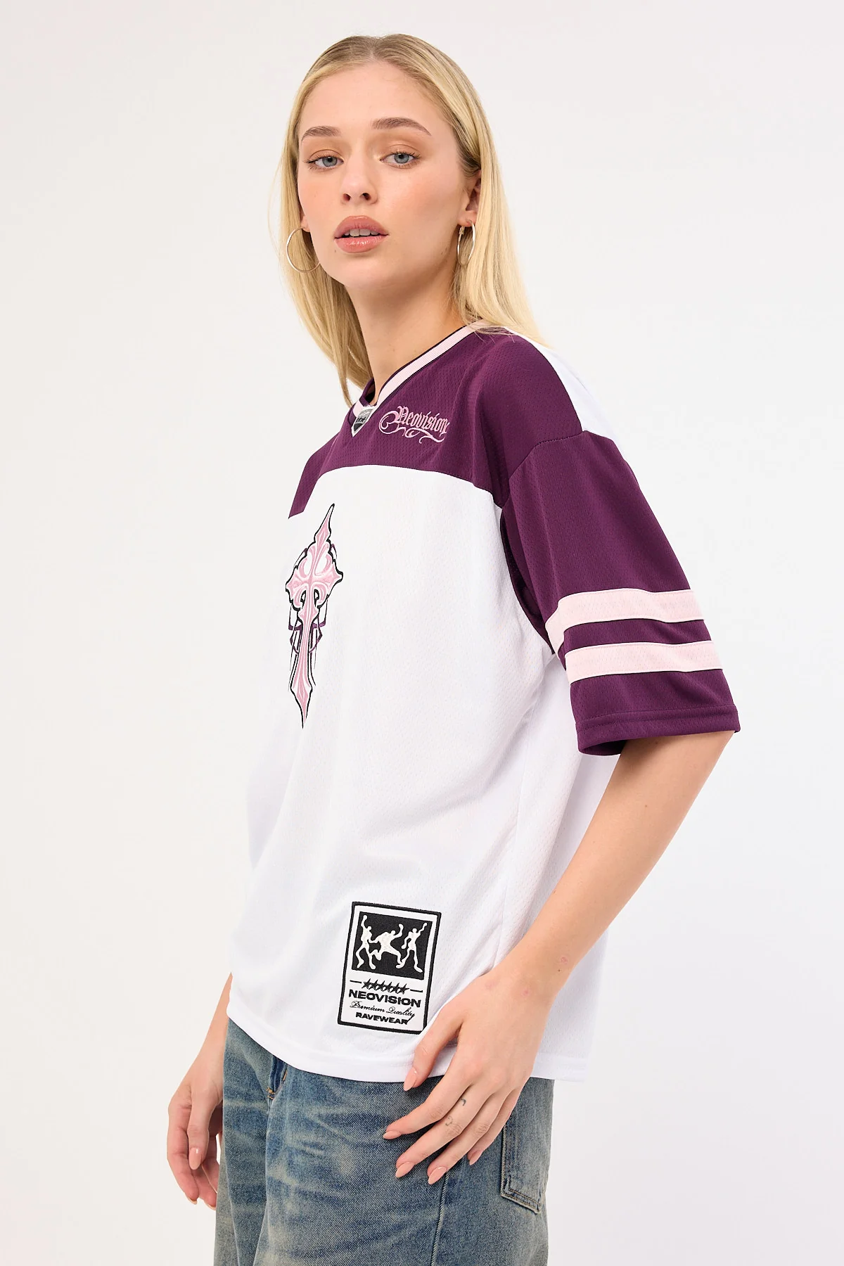 Neovision Tusk V Neck Jersey White/Plum - Image 4