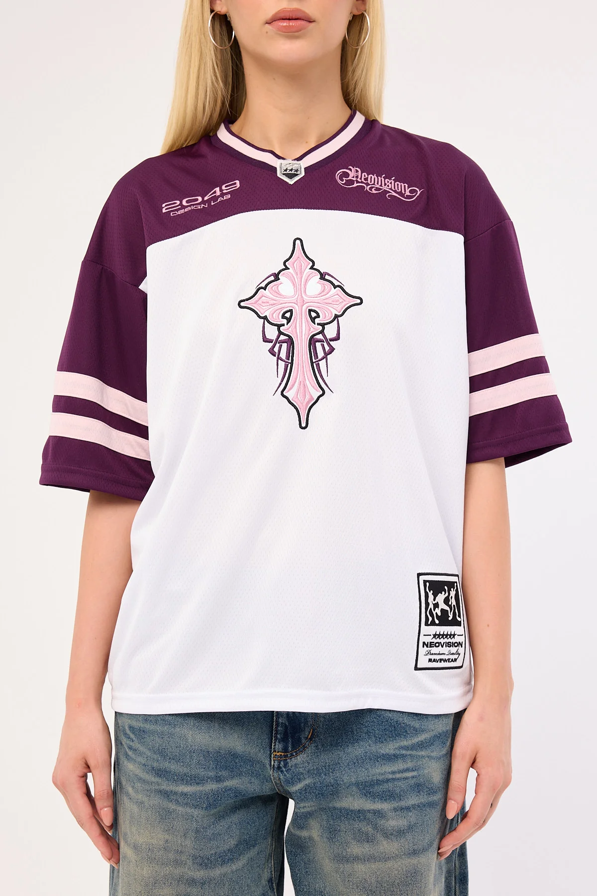 Neovision Tusk V Neck Jersey White/Plum - Image 7