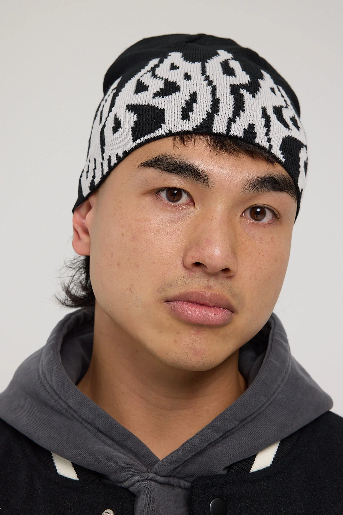 Neovision Twin Turbo Jacquard Skull Cap Beanie Black/Light Grey - Image 4