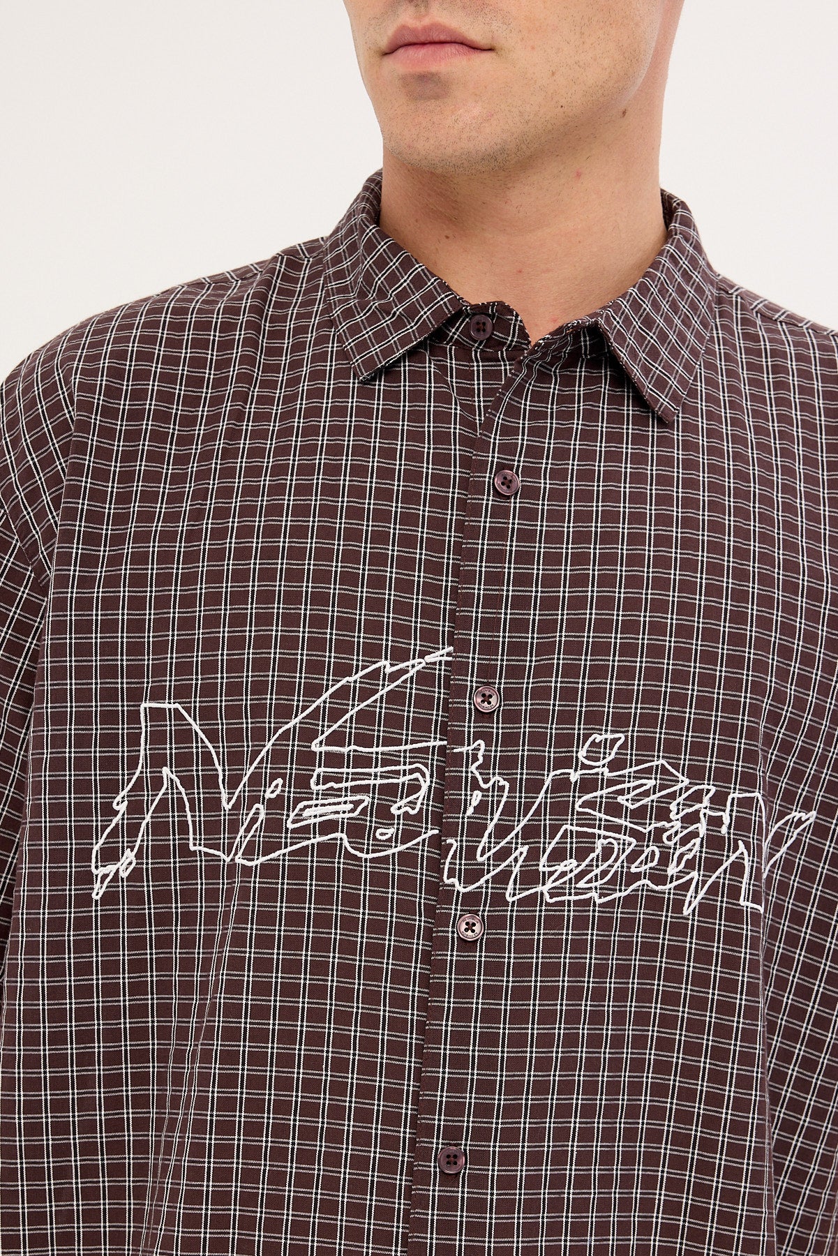 Neovision Underpass Check Oversize Shirt Brown Check - Image 3