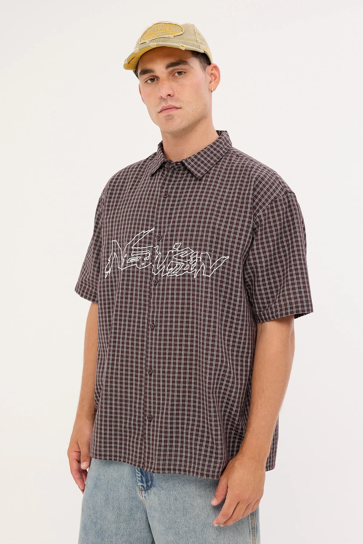 Neovision Underpass Check Oversize Shirt Brown Check - Image 4