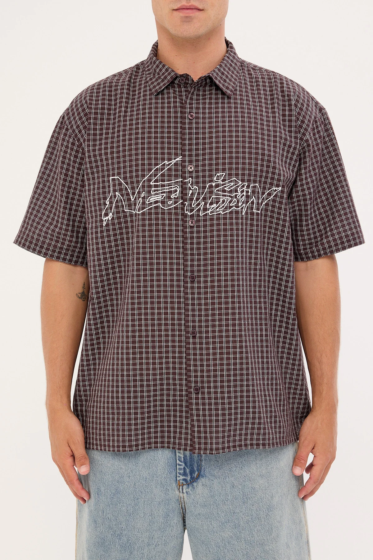 Neovision Underpass Check Oversize Shirt Brown Check - Image 6