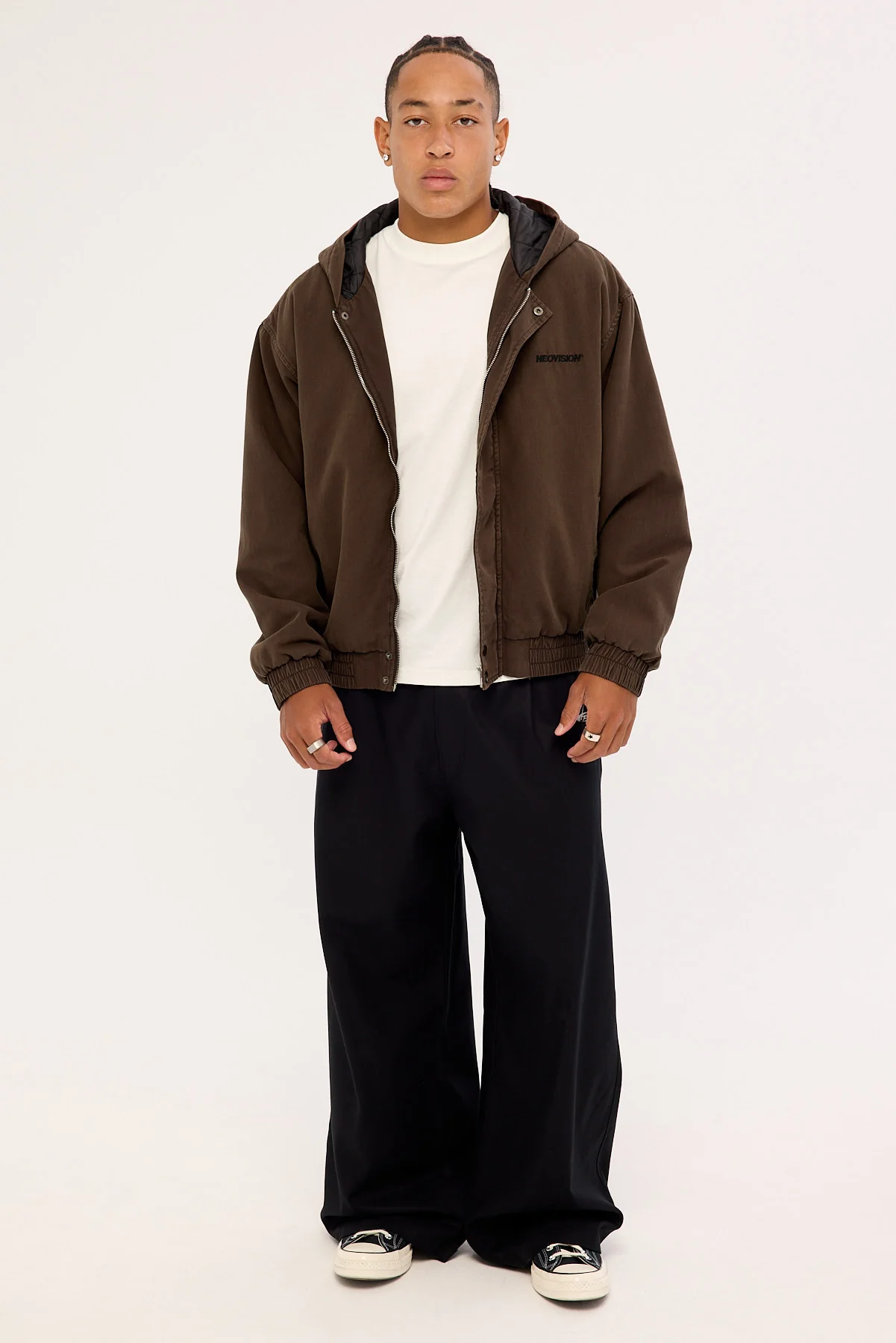 Neovision Unknown Hooded Bomber Jacket Washed Brown - Image 2