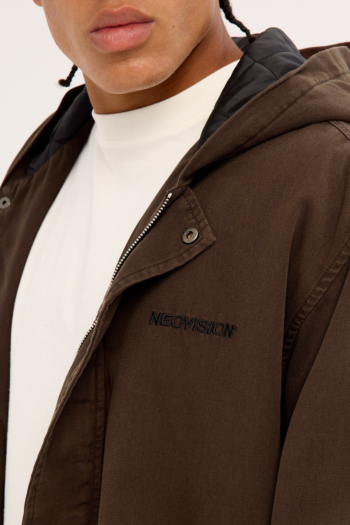 Neovision Unknown Hooded Bomber Jacket Washed Brown - Image 3