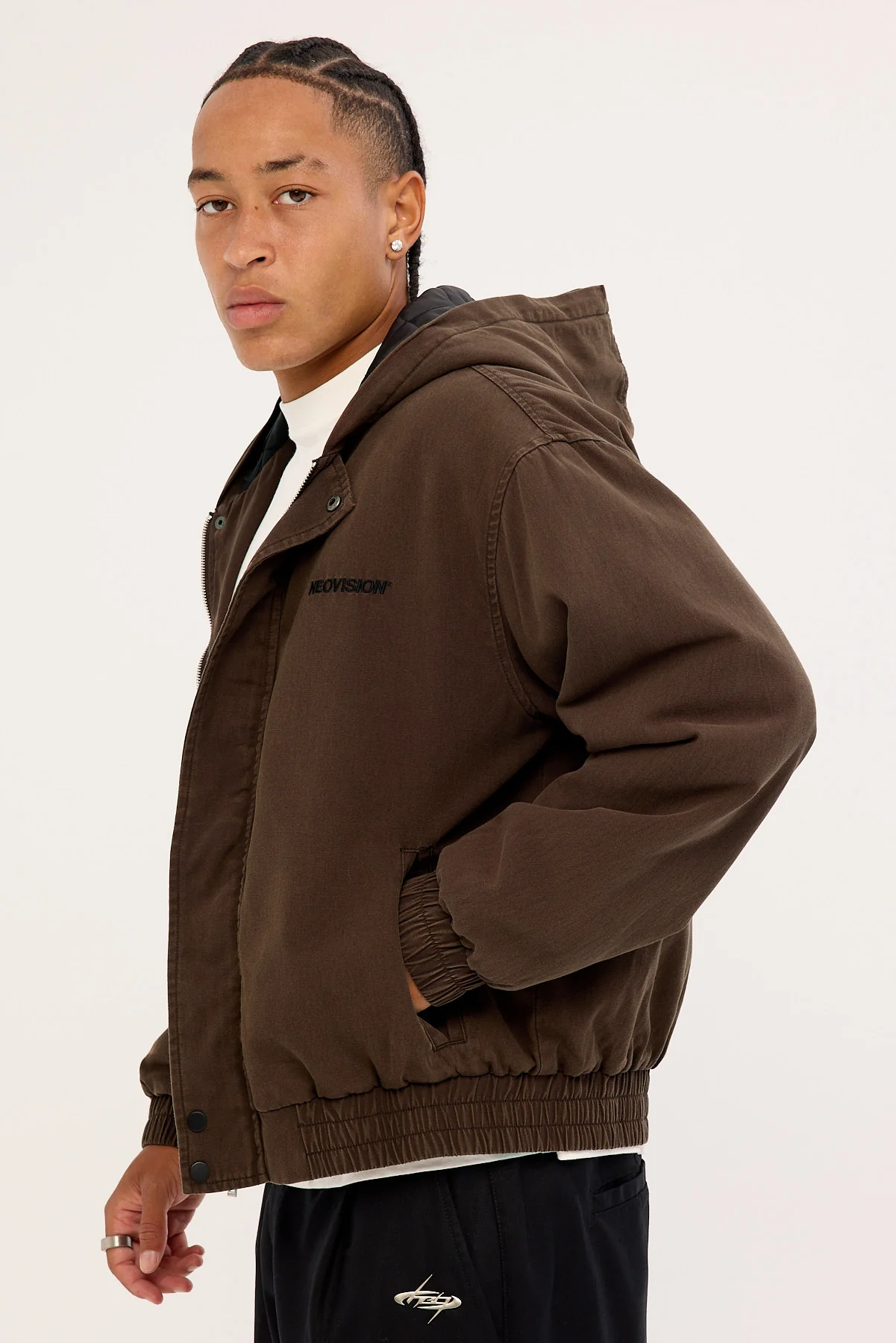 Neovision Unknown Hooded Bomber Jacket Washed Brown - Image 4