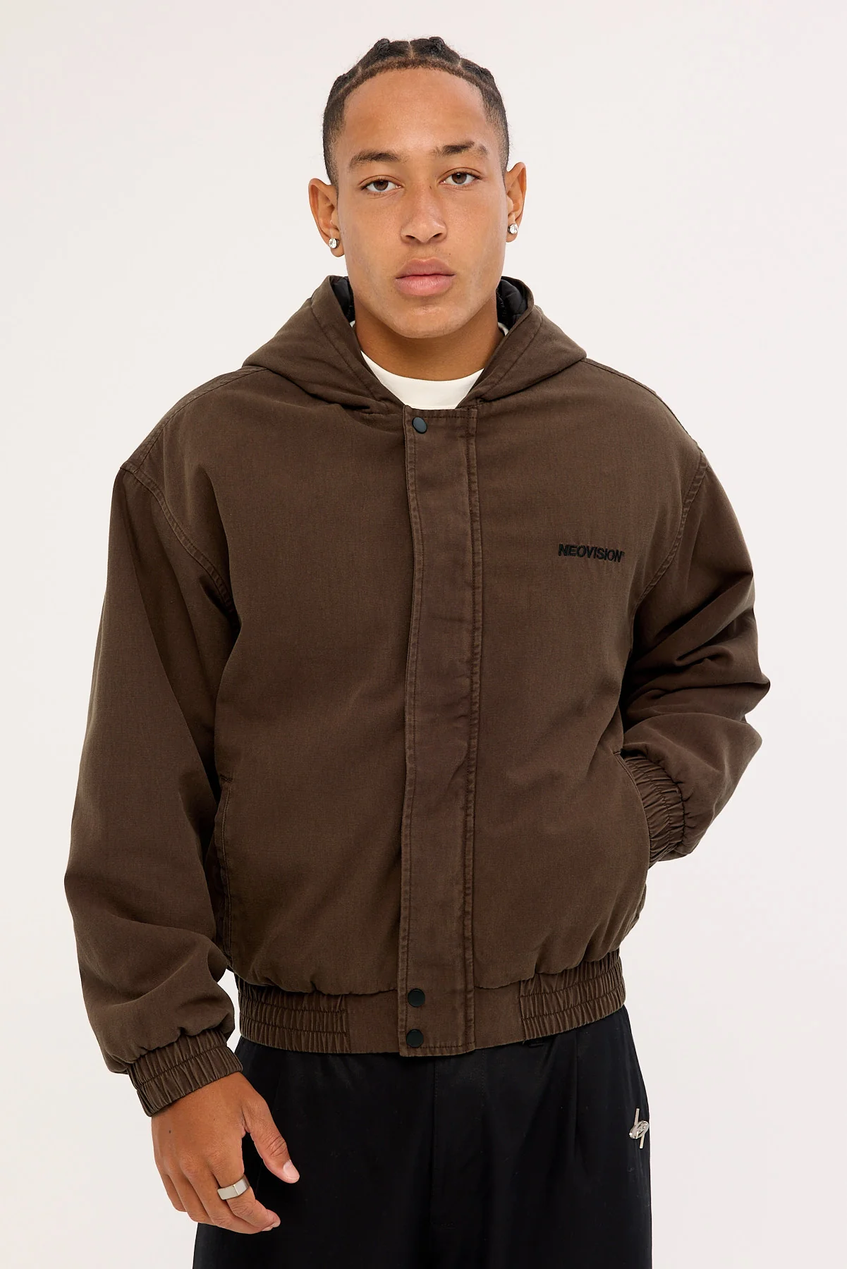 Neovision Unknown Hooded Bomber Jacket Washed Brown - Image 6