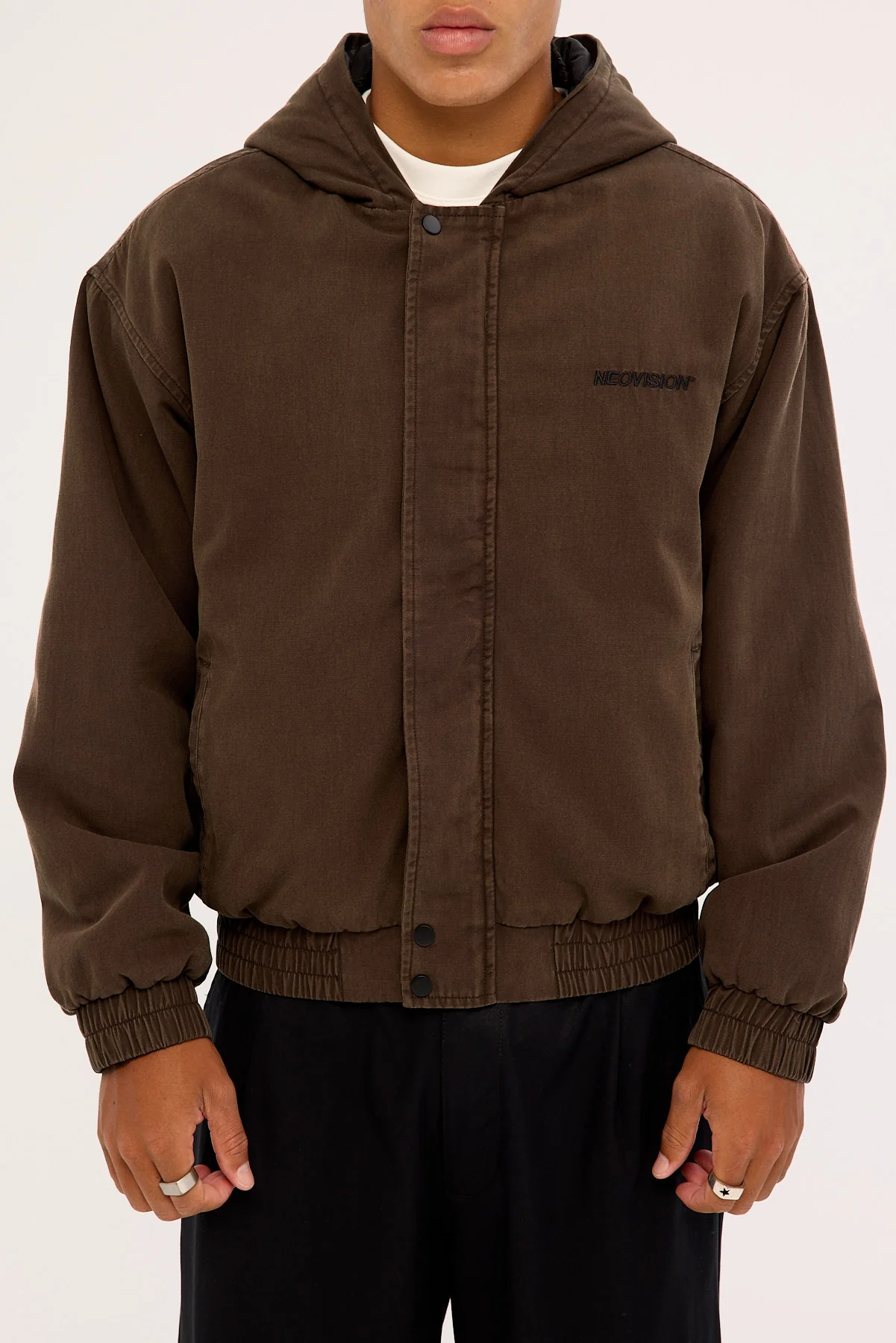 Neovision Unknown Hooded Bomber Jacket Washed Brown - Image 7