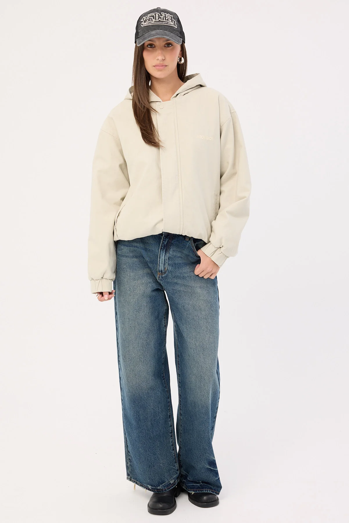 Neovision Unknown Hooded Bomber Jacket Washed Stone - Image 2