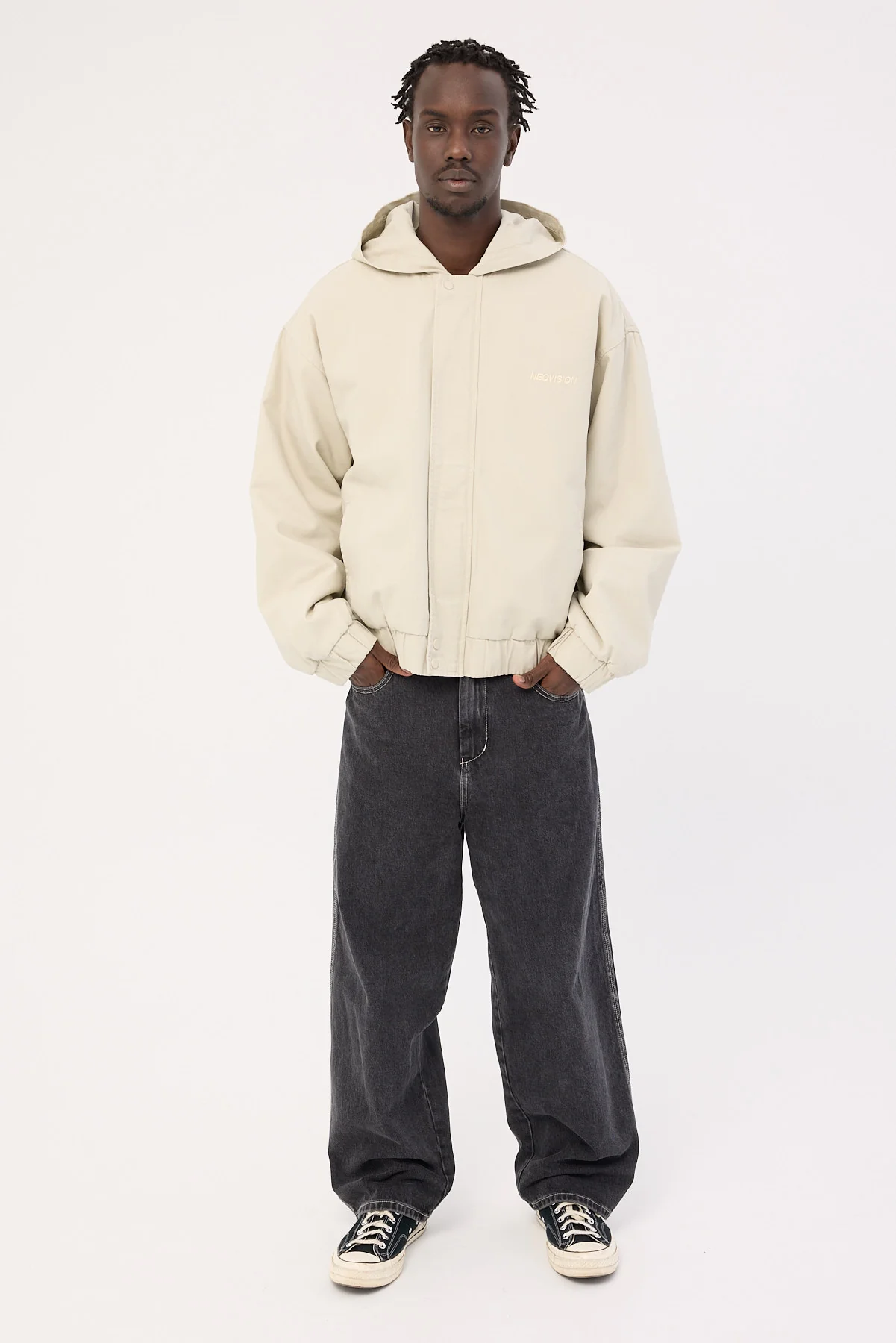 Neovision Unknown Hooded Bomber Jacket Washed Stone - Image 3