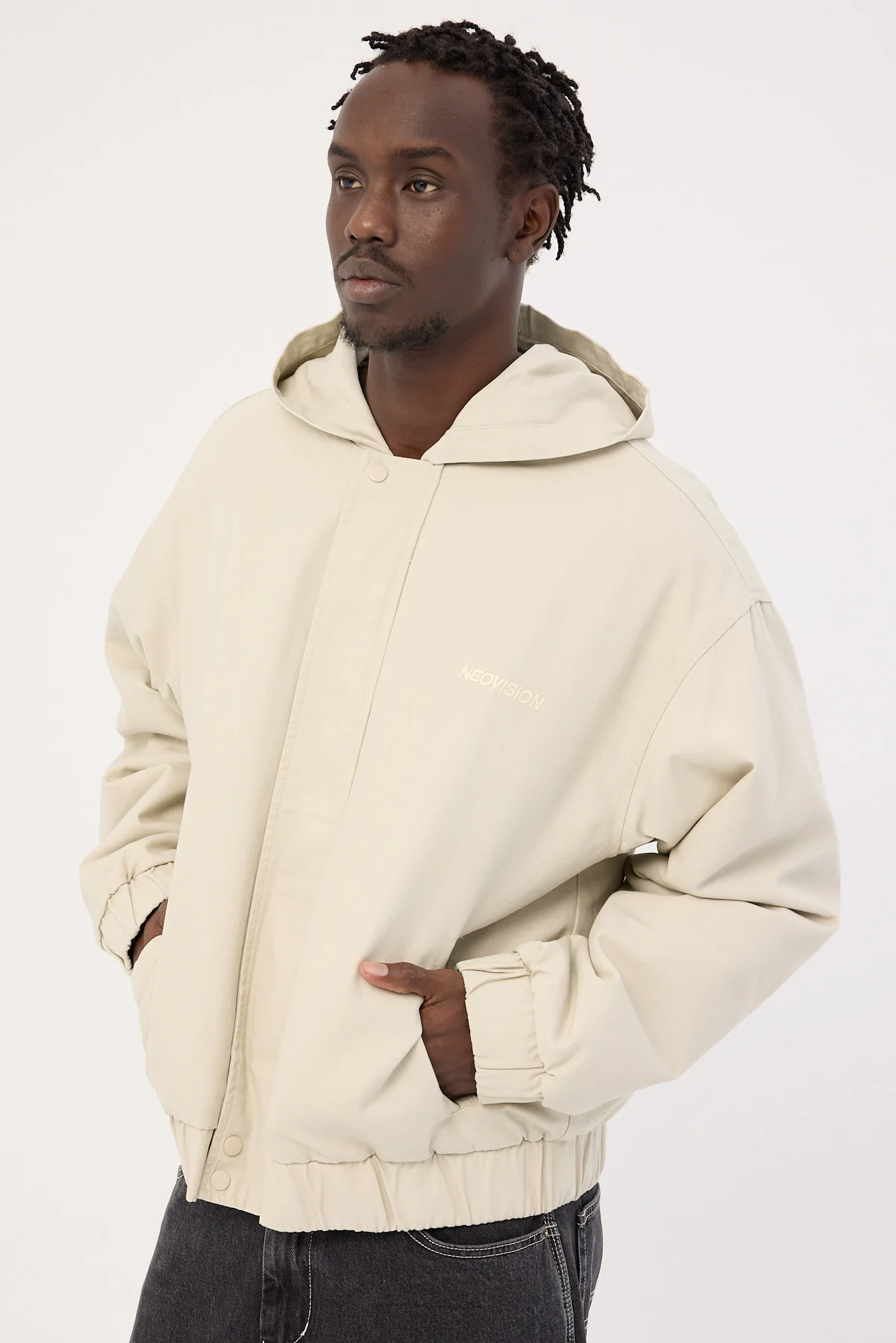 Neovision Unknown Hooded Bomber Jacket Washed Stone - Image 7