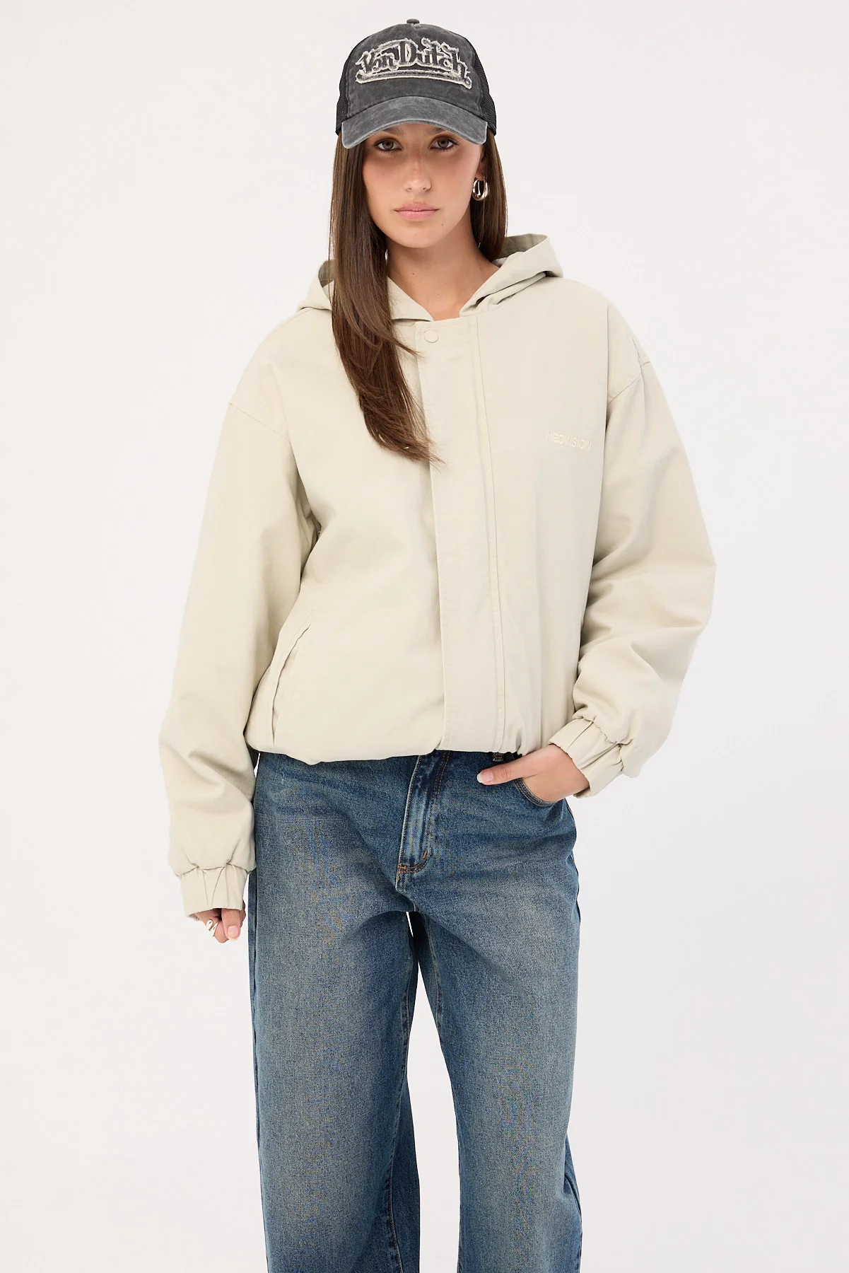 Neovision Unknown Hooded Bomber Jacket Washed Stone - Image 9