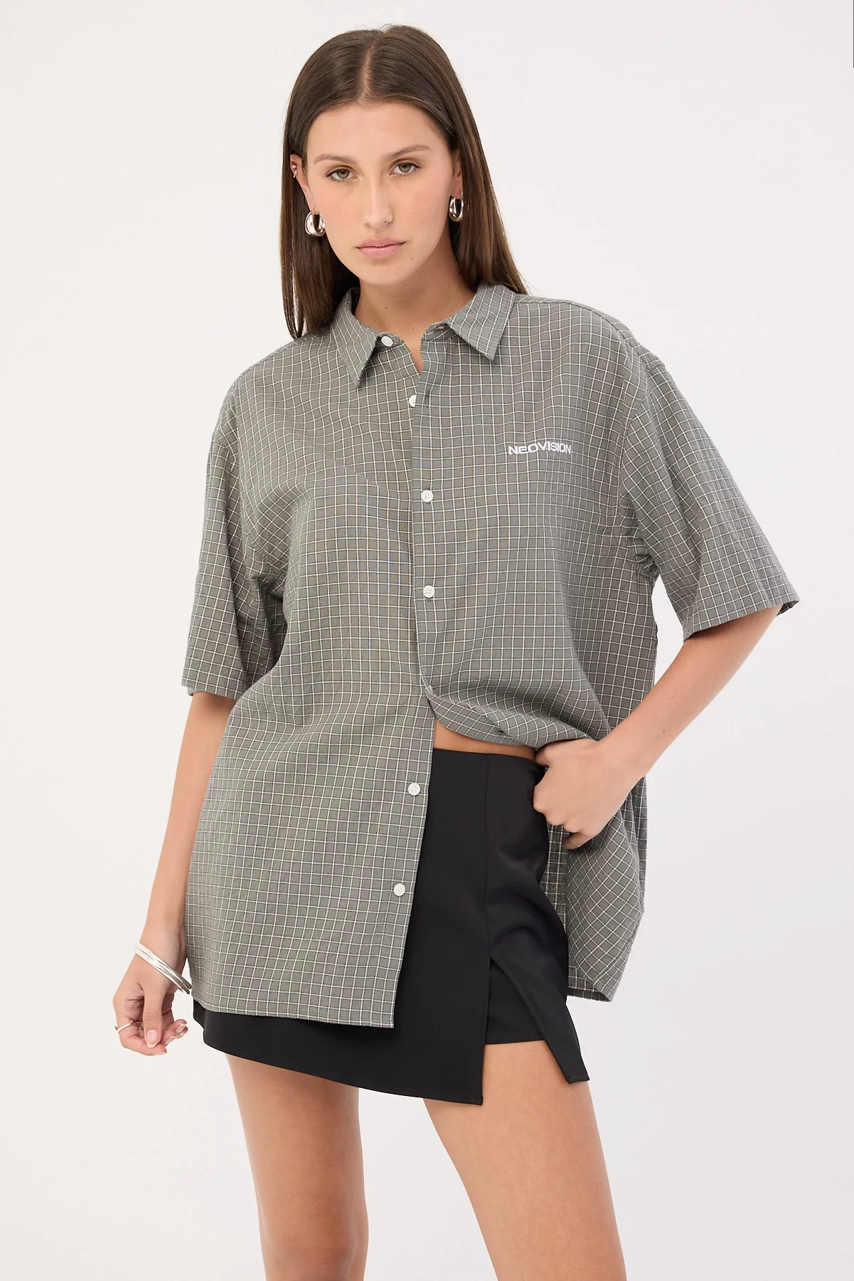 Neovision Vandal Oversize Short Sleeve Shirt Khaki/Black/White - Image 10