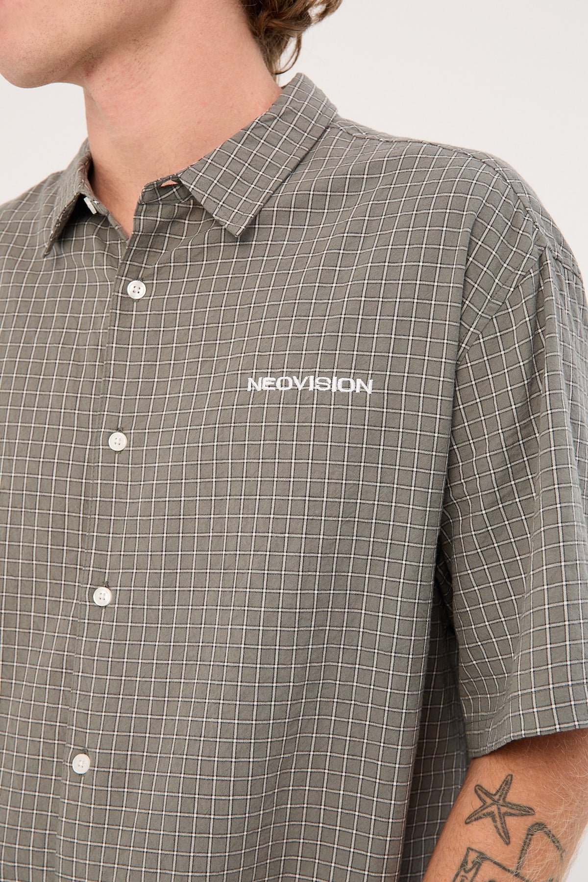 Neovision Vandal Oversize Short Sleeve Shirt Khaki/Black/White - Image 5