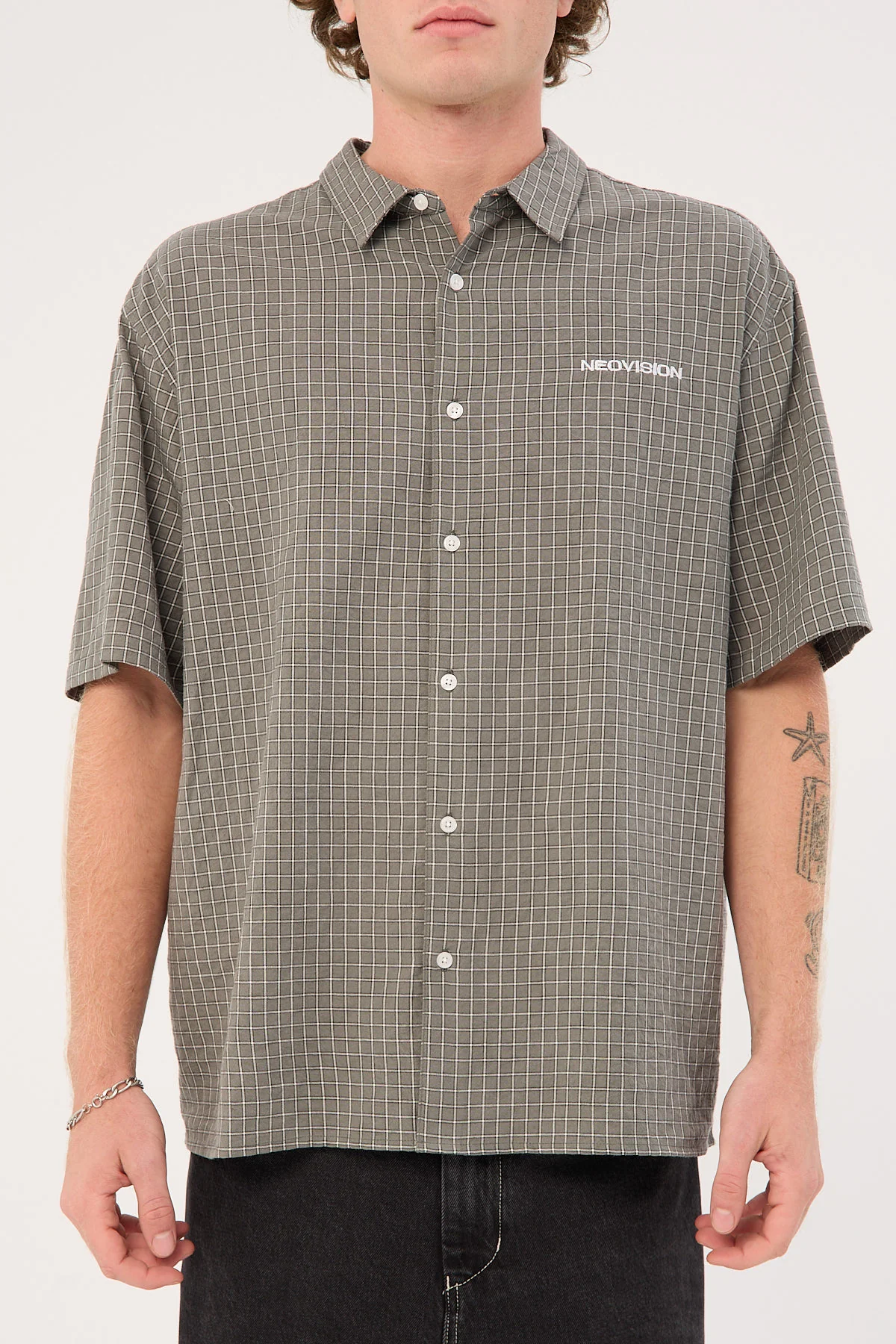Neovision Vandal Oversize Short Sleeve Shirt Khaki/Black/White - Image 7
