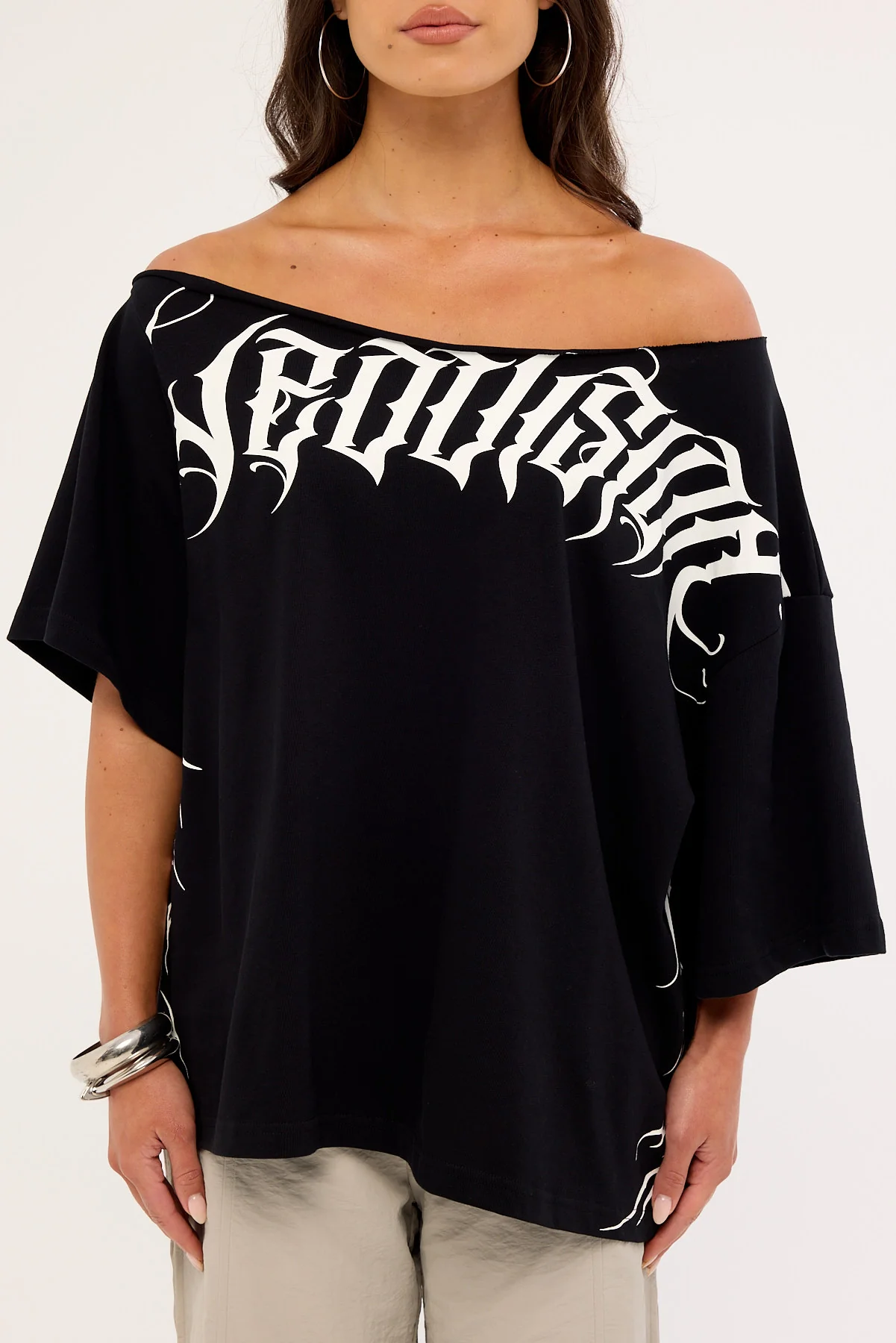 Neovision Venomous Off Shoulder Relaxed Tee Black - Image 6