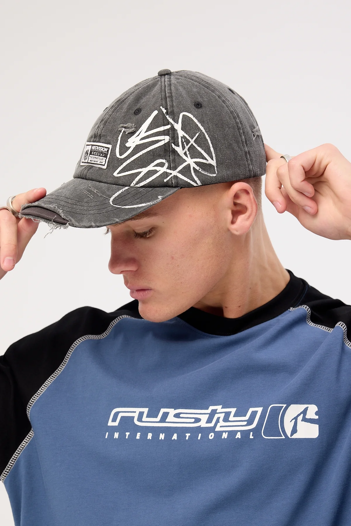 Neovision Vice Distressed Dad Cap Washed Black - Image 2