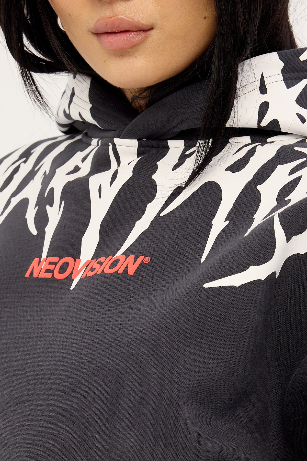 Neovision Virus Cropped Oversized Hoodie Washed Black - Image 3
