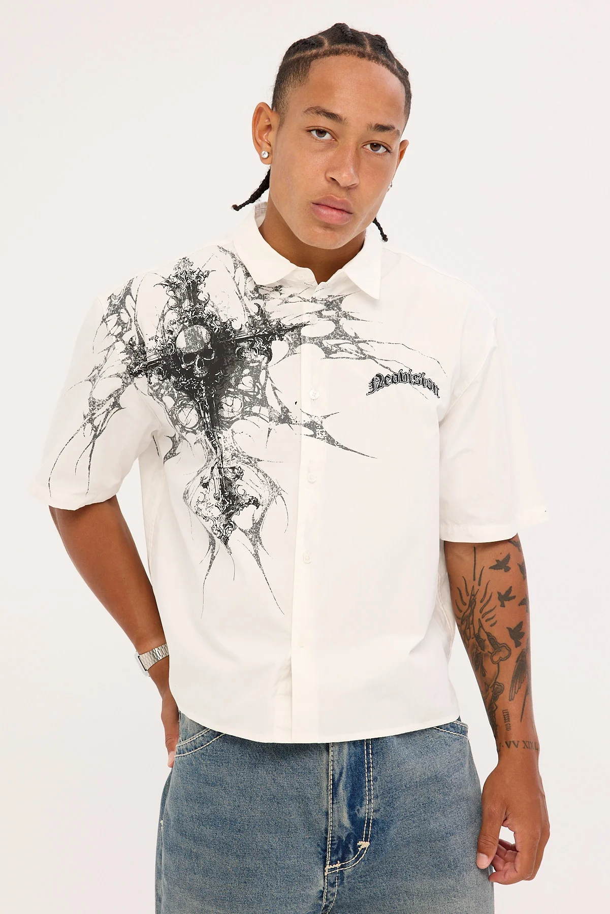 Neovision Voidcore Oversize Cropped Shirt White - Image 3