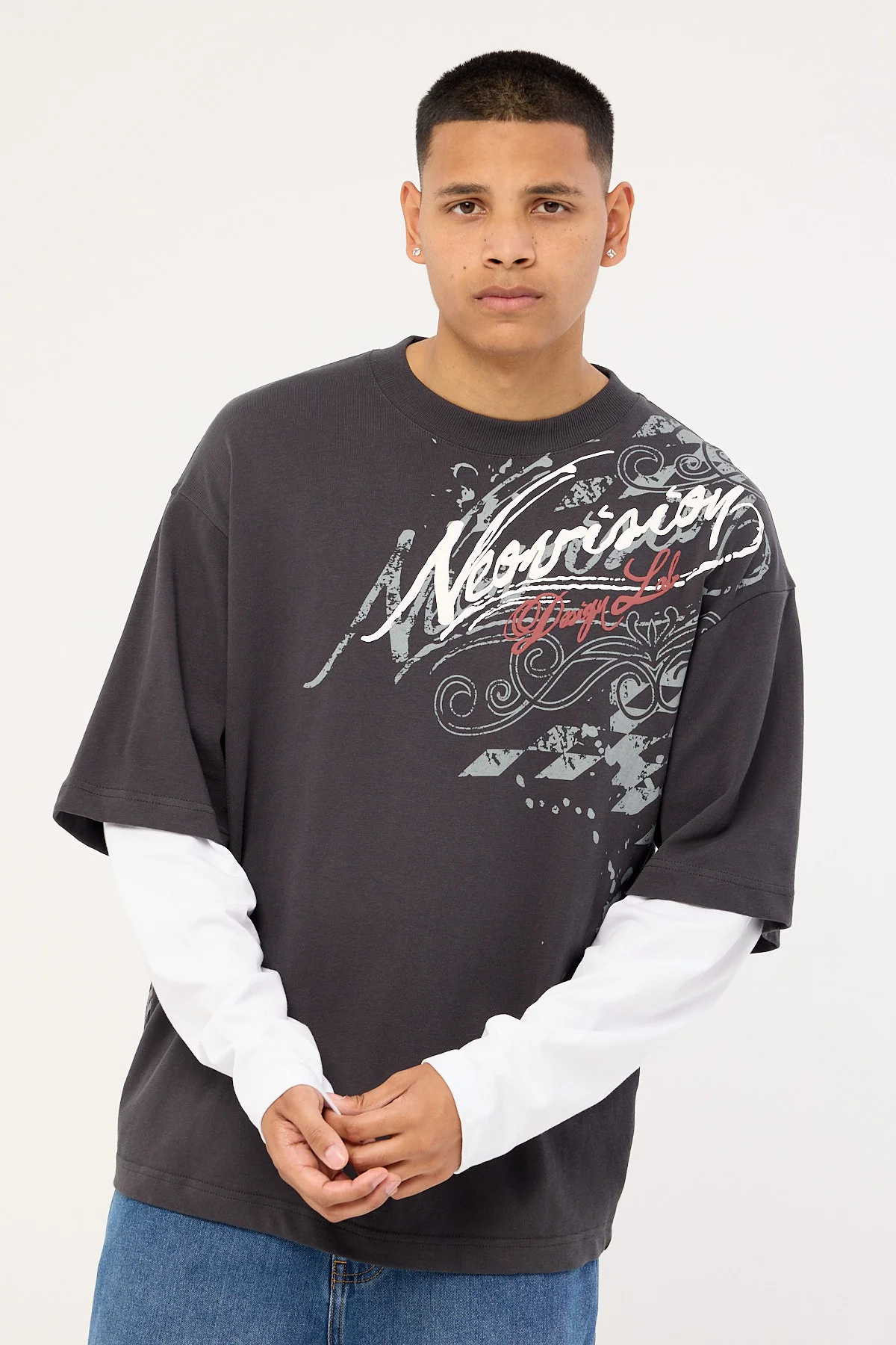 Neovision Wreckage Layered Long Sleeve Tee Asphalt